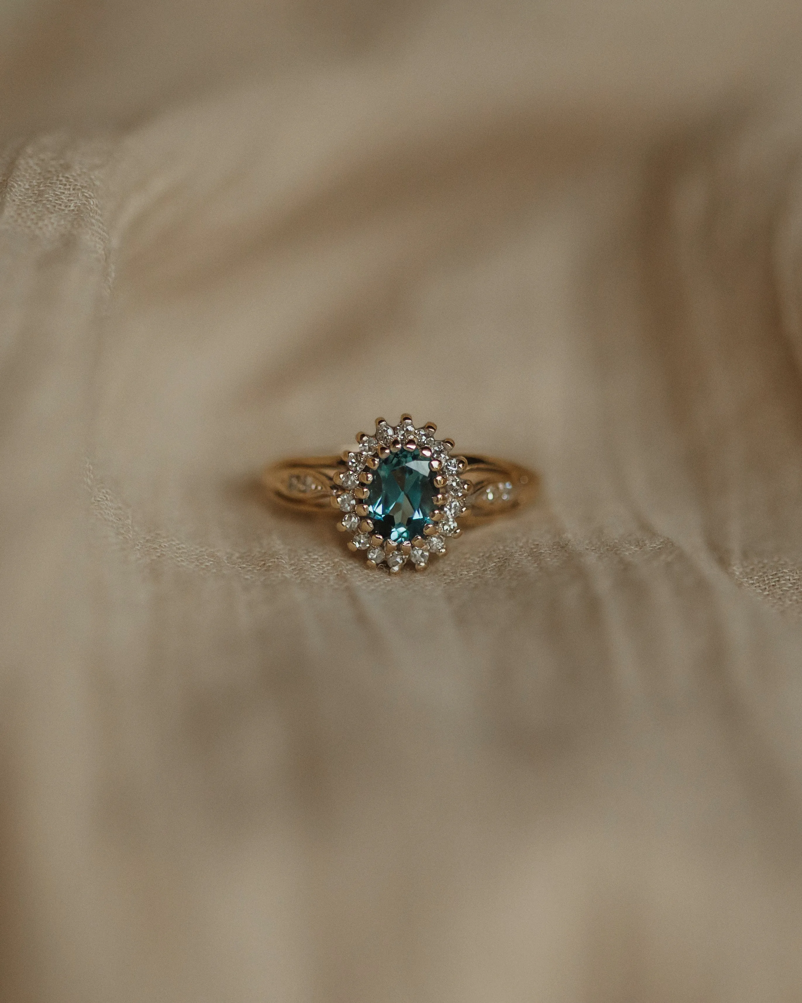 Laverne 1989 Vintage 9ct Gold Aquamarine & Diamond Cluster Ring sold by Rock n Rose product image thumbnail 3