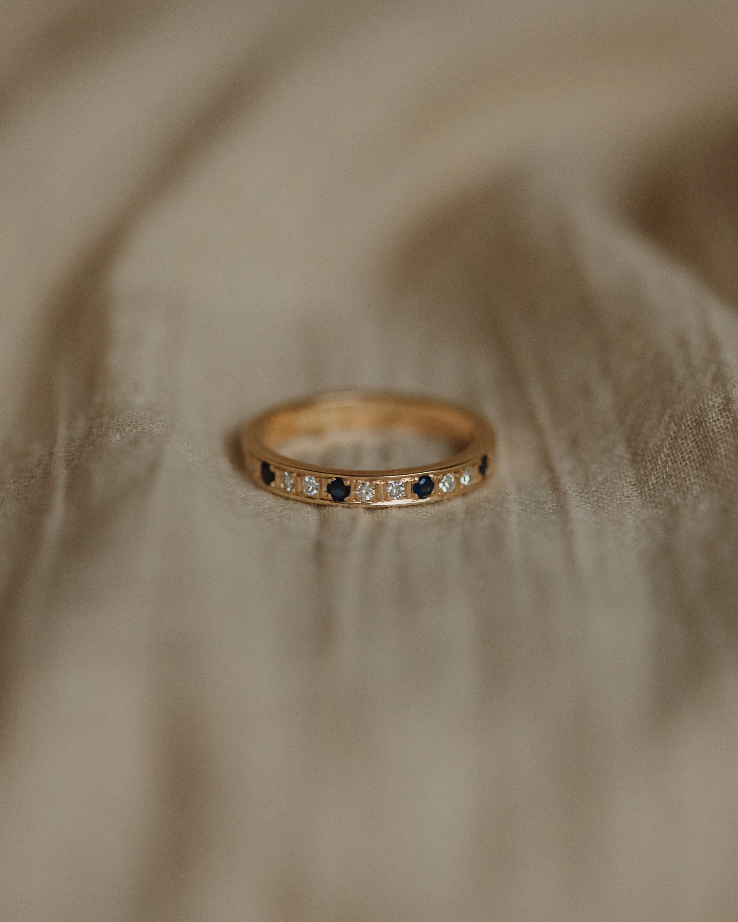 Gwyneth Vintage 14ct Gold Sapphire & Diamond Half Eternity Ring sold by Rock n Rose product image thumbnail 3