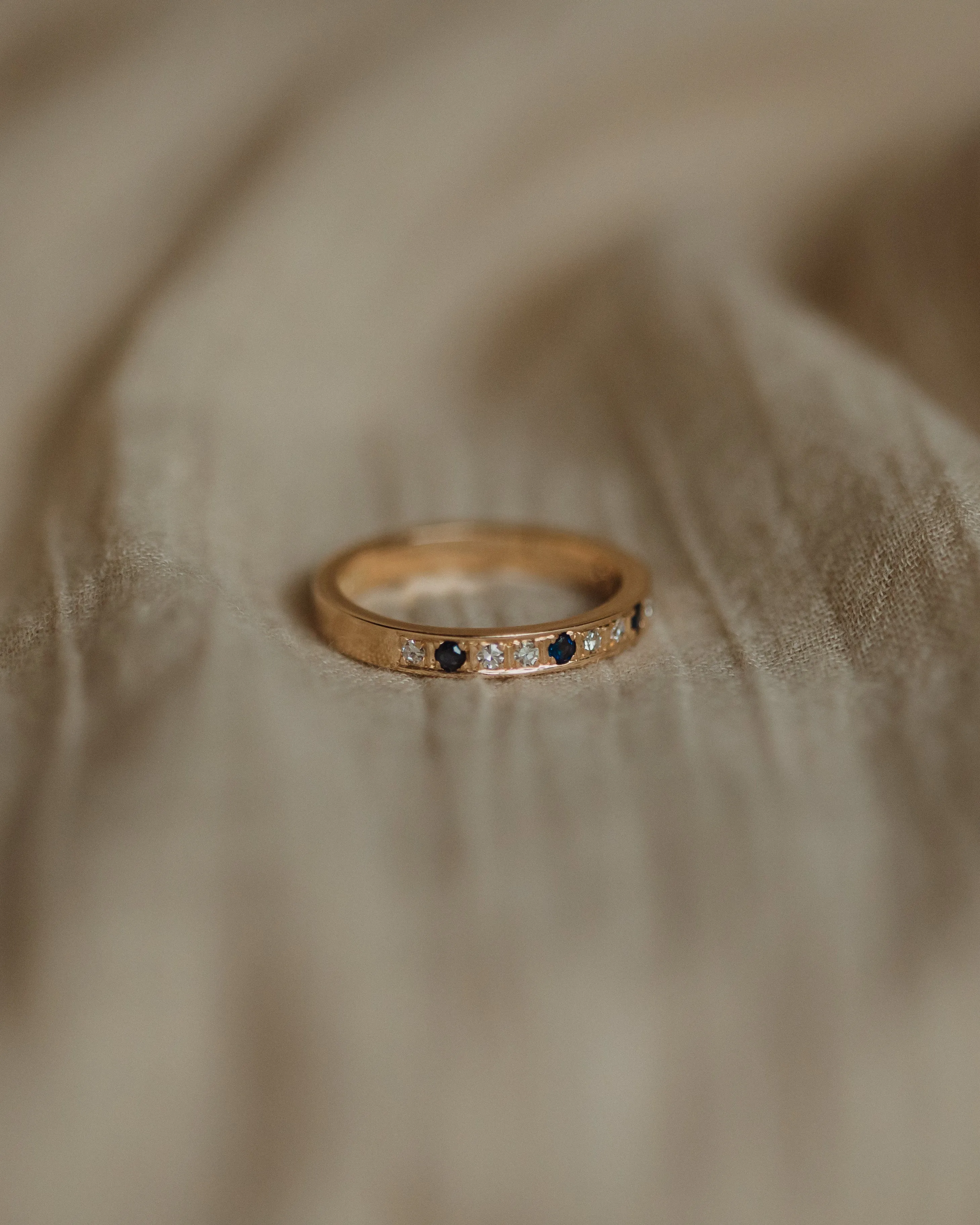 Gwyneth Vintage 14ct Gold Sapphire & Diamond Half Eternity Ring sold by Rock n Rose product image thumbnail 4