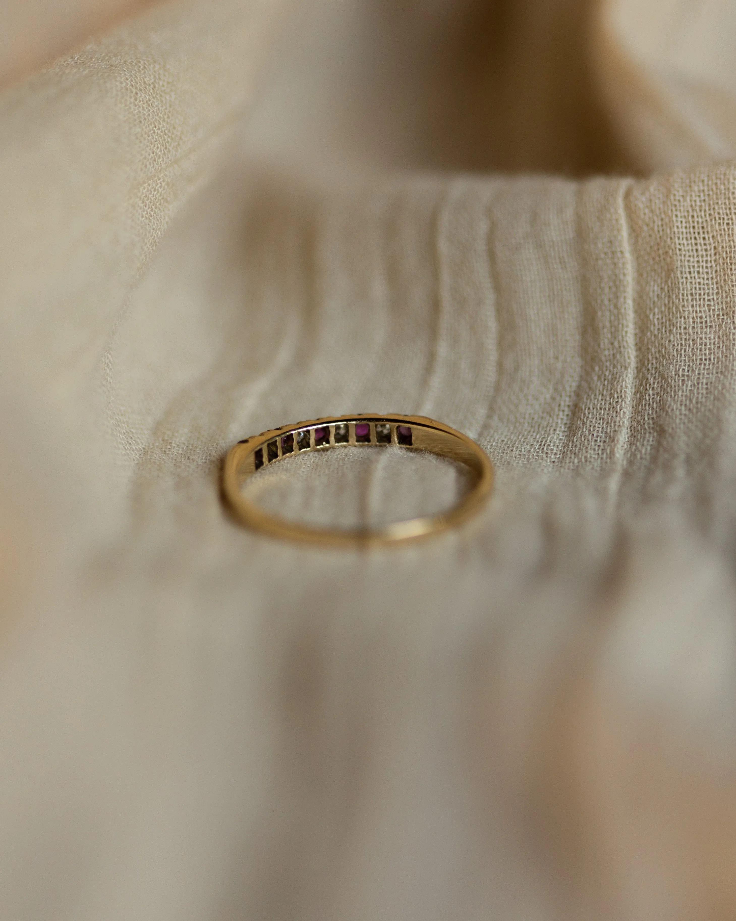 Nettie 1984 Vintage 9ct Gold Ruby & Diamond Half Eternity Ring sold by Rock n Rose product image thumbnail 5