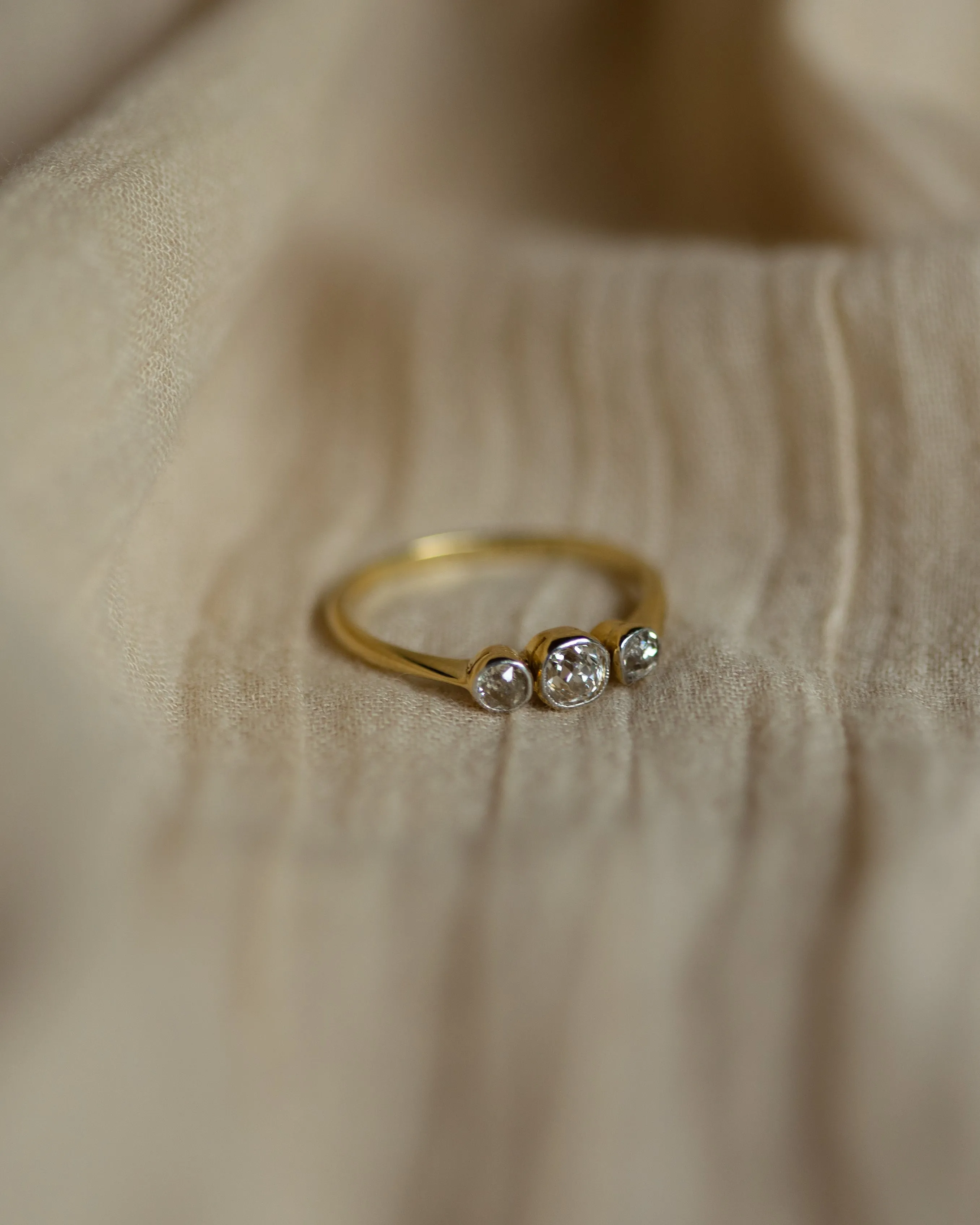 Harriet Antique 18ct Gold Diamond Trilogy Ring sold by Rock n Rose product image thumbnail 4