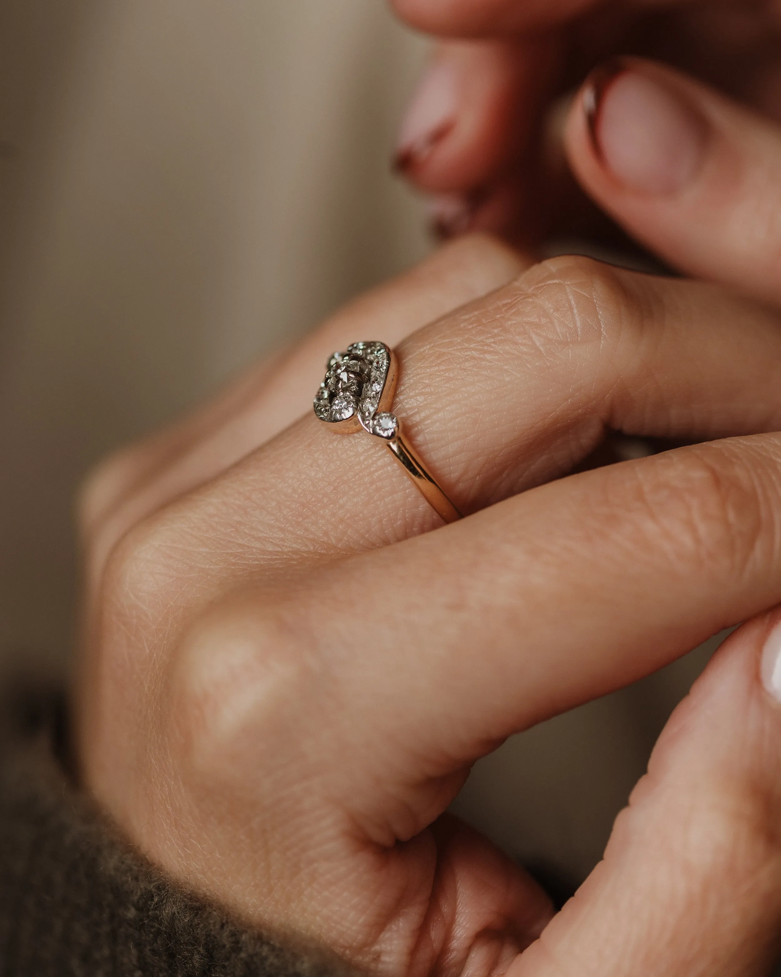 Charlotte Antique Art Deco 18ct Gold Diamond Twist Ring sold by Rock n Rose product image thumbnail 2