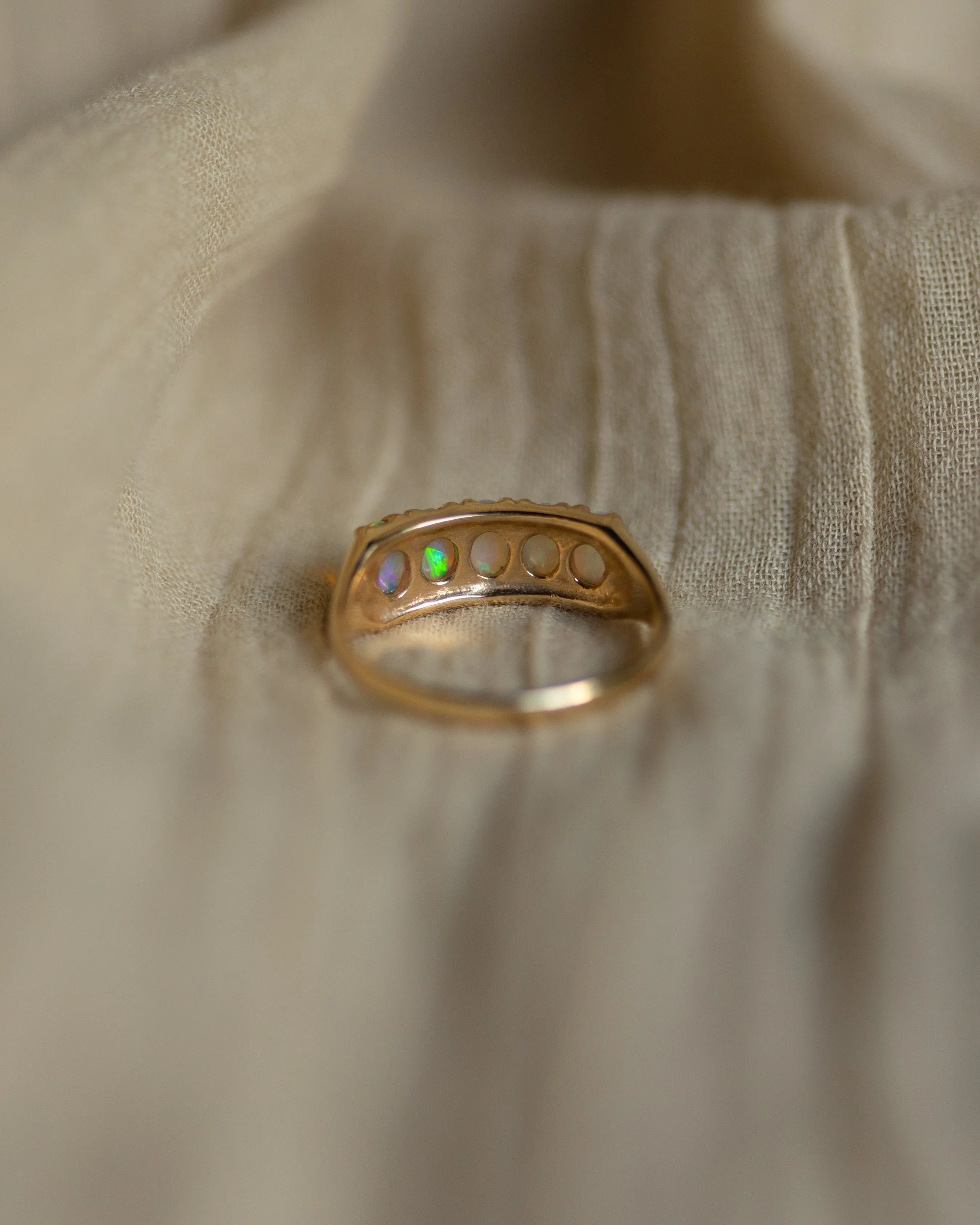 Jeanne 1978 Vintage 9ct Gold Opal Five Stone Ring sold by Rock n Rose product image thumbnail 5
