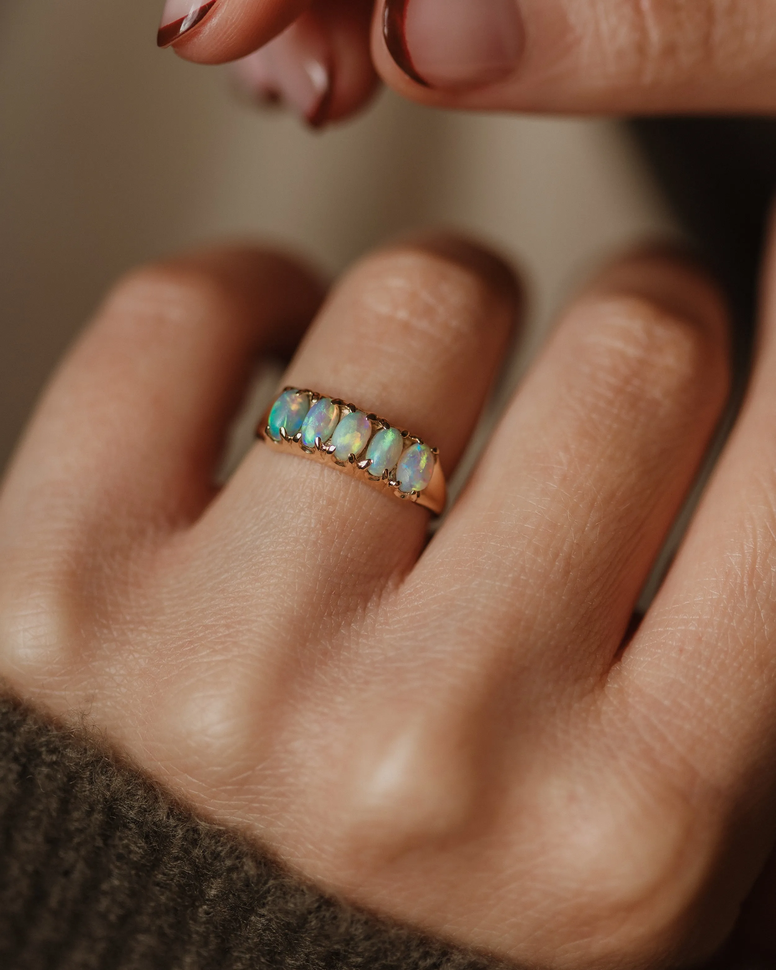 Jeanne 1978 Vintage 9ct Gold Opal Five Stone Ring sold by Rock n Rose product image thumbnail 2