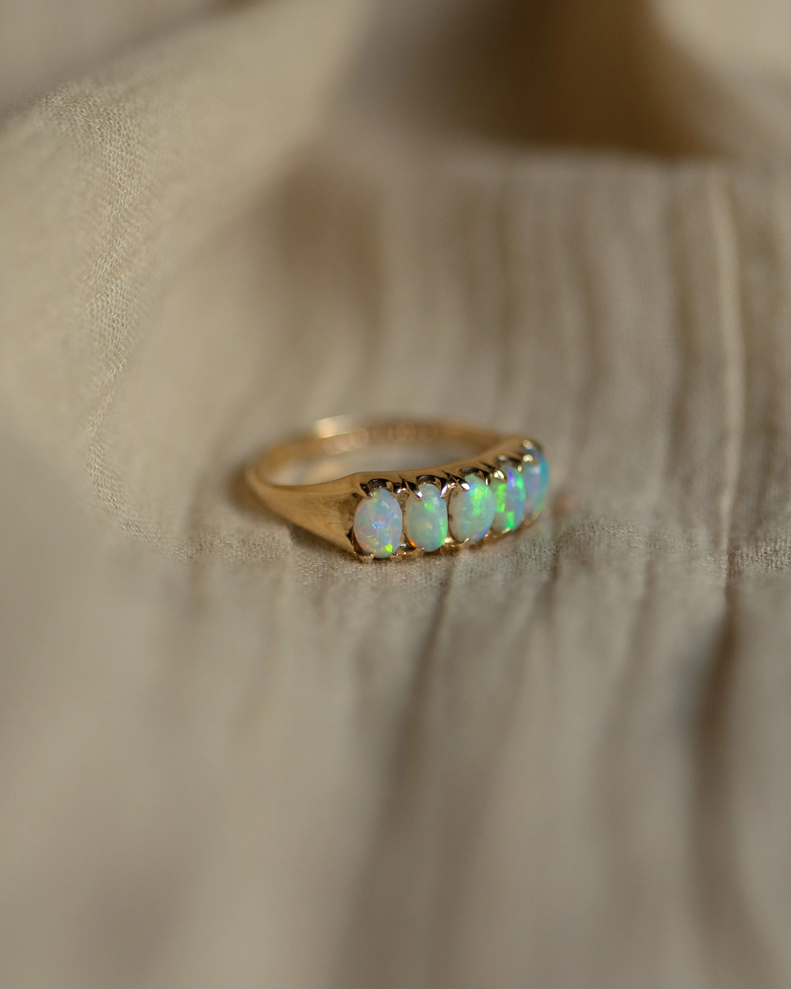 Jeanne 1978 Vintage 9ct Gold Opal Five Stone Ring sold by Rock n Rose product image thumbnail 4