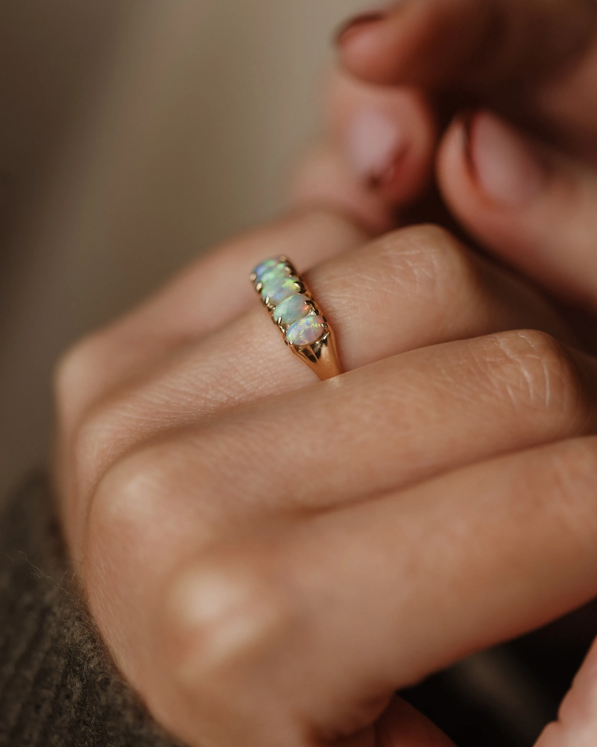 Jeanne 1978 Vintage 9ct Gold Opal Five Stone Ring sold by Rock n Rose product image thumbnail 3