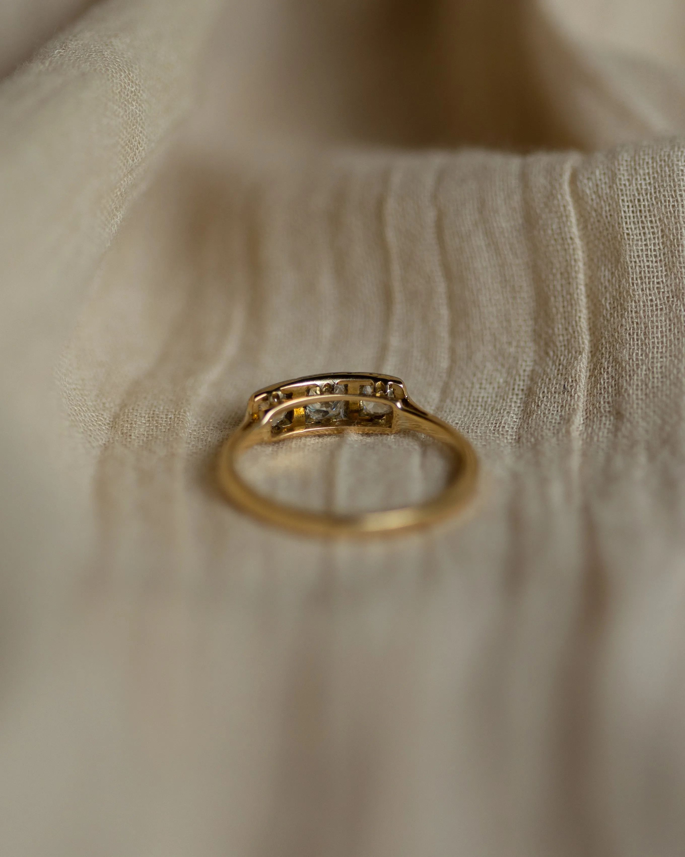 Isobel Antique Art Deco 18ct Gold Diamond Trilogy Ring sold by Rock n Rose product image thumbnail 5