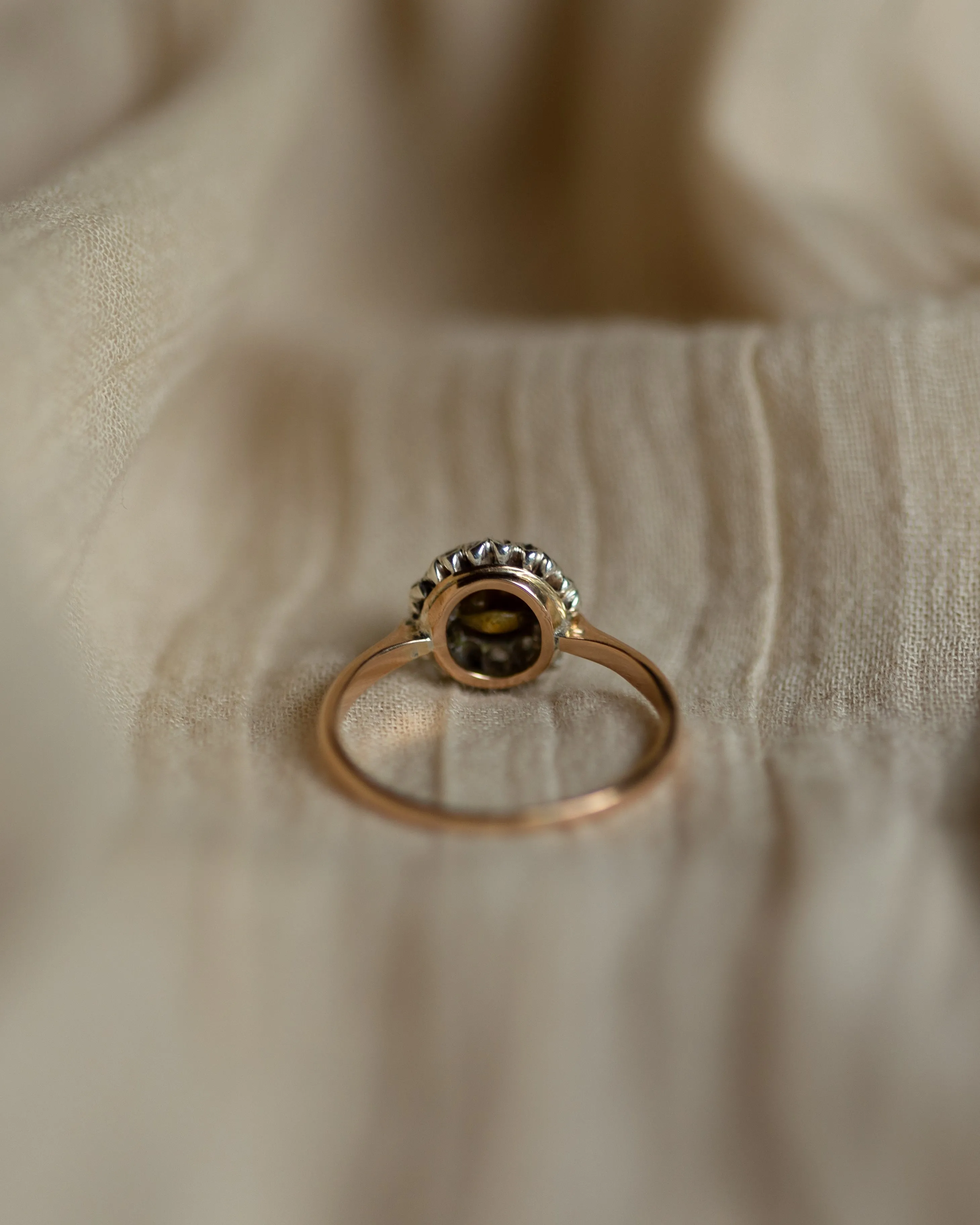 Ethel Antique 14ct Gold Pearl & Diamond Flowerhead Cluster Ring sold by Rock n Rose product image thumbnail 5