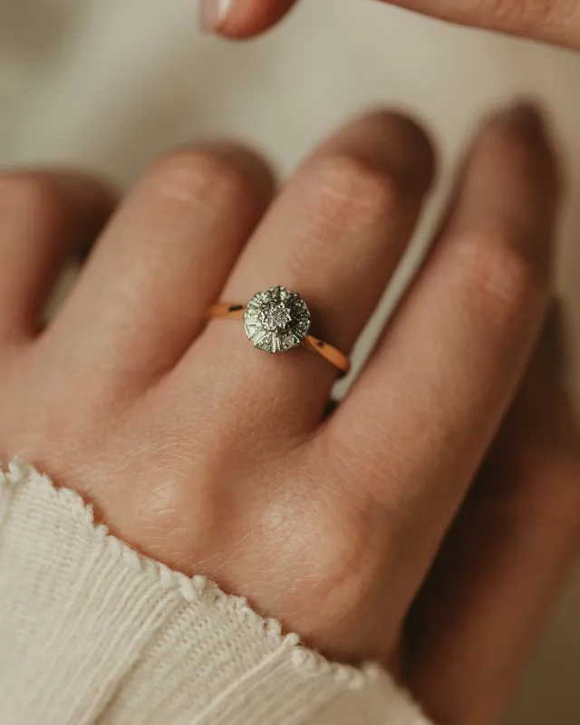 Augusta Antique 18ct Gold Diamond Cluster Ring sold by Rock n Rose