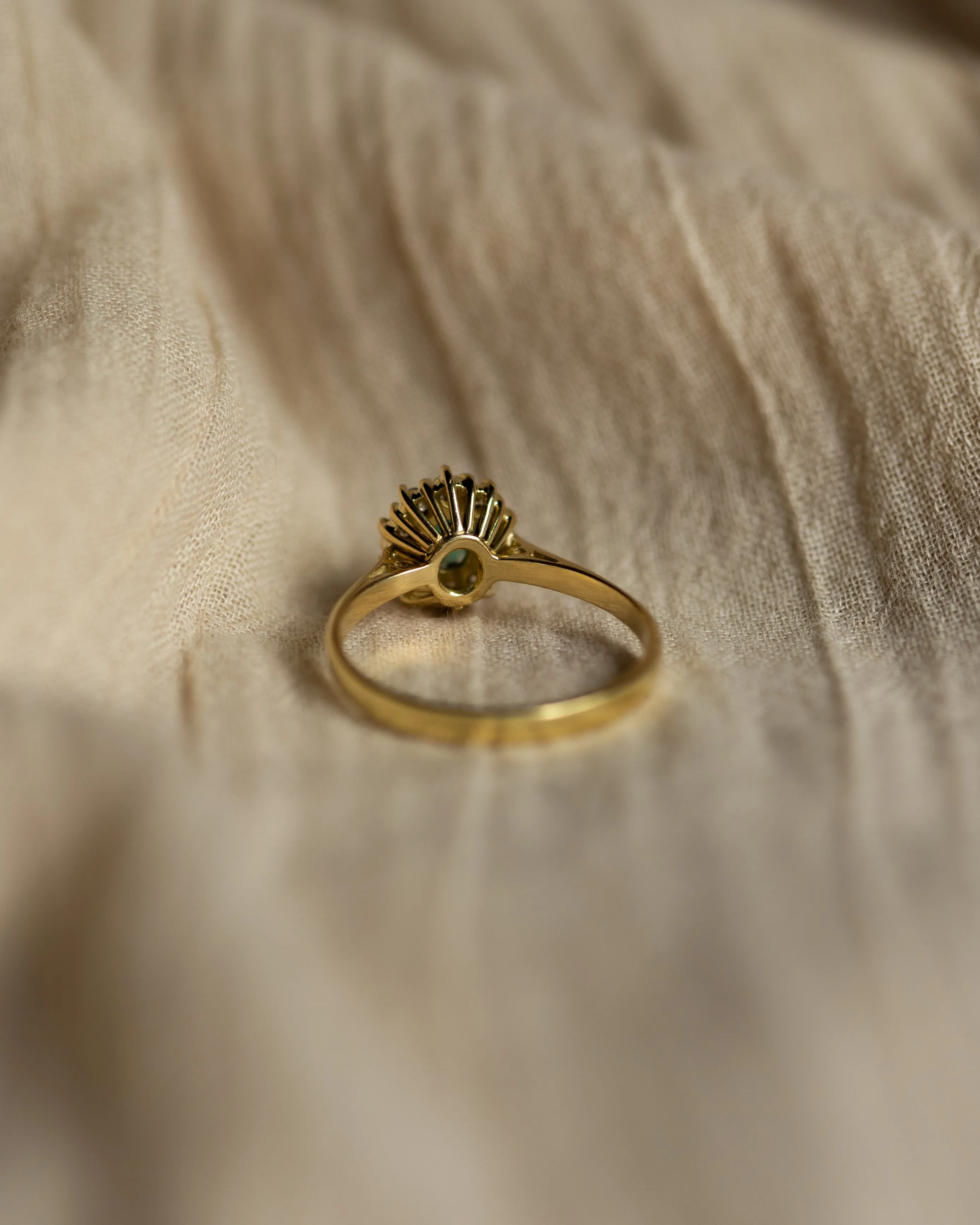 Janette 1982 Vintage 18ct Gold Emerald & Diamond Cluster Ring sold by Rock n Rose product image thumbnail 5