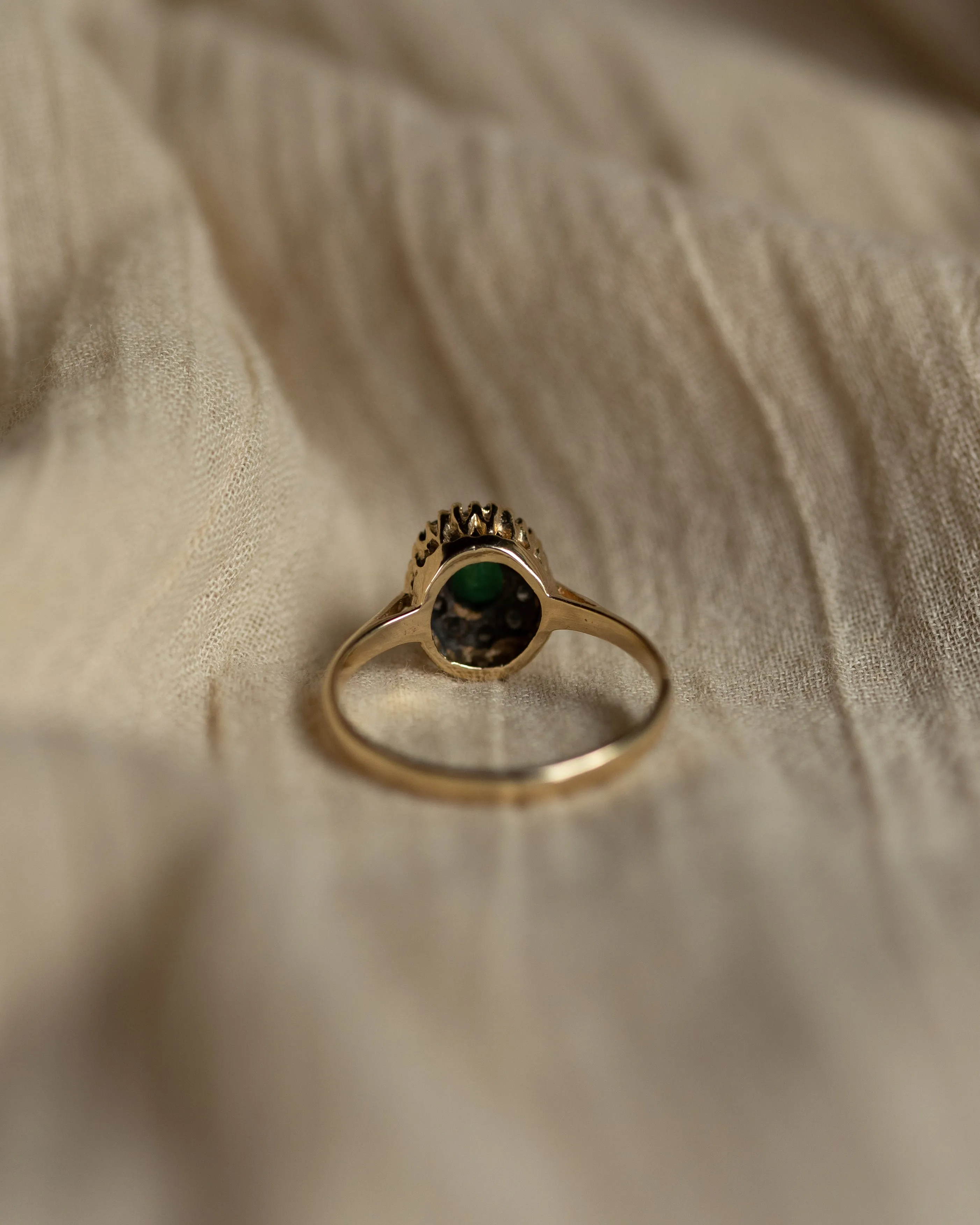 Jessica 1984 Vintage 9ct Gold Emerald & Diamond Cluster Ring sold by Rock n Rose product image thumbnail 5