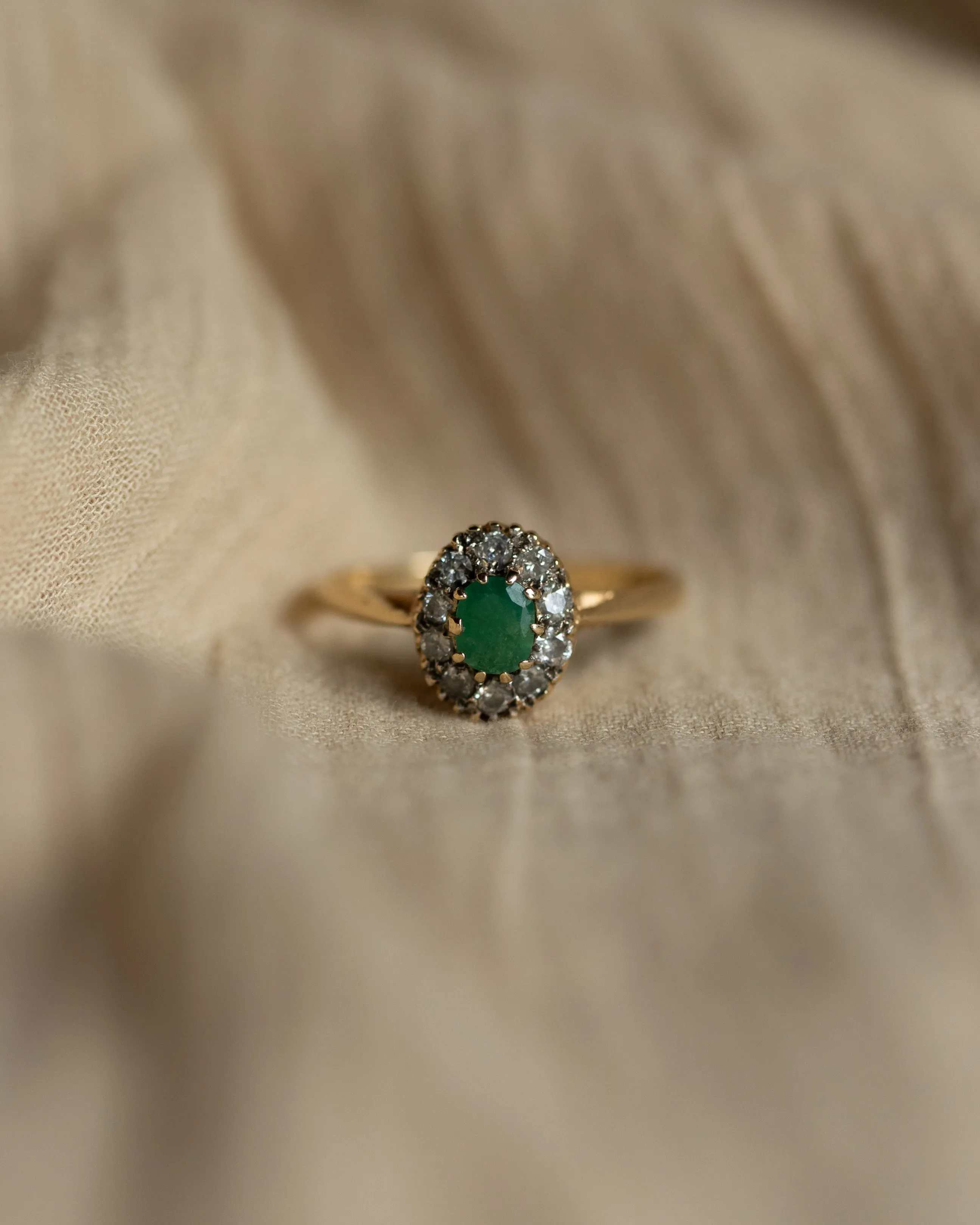 Jessica 1984 Vintage 9ct Gold Emerald & Diamond Cluster Ring sold by Rock n Rose product image thumbnail 3
