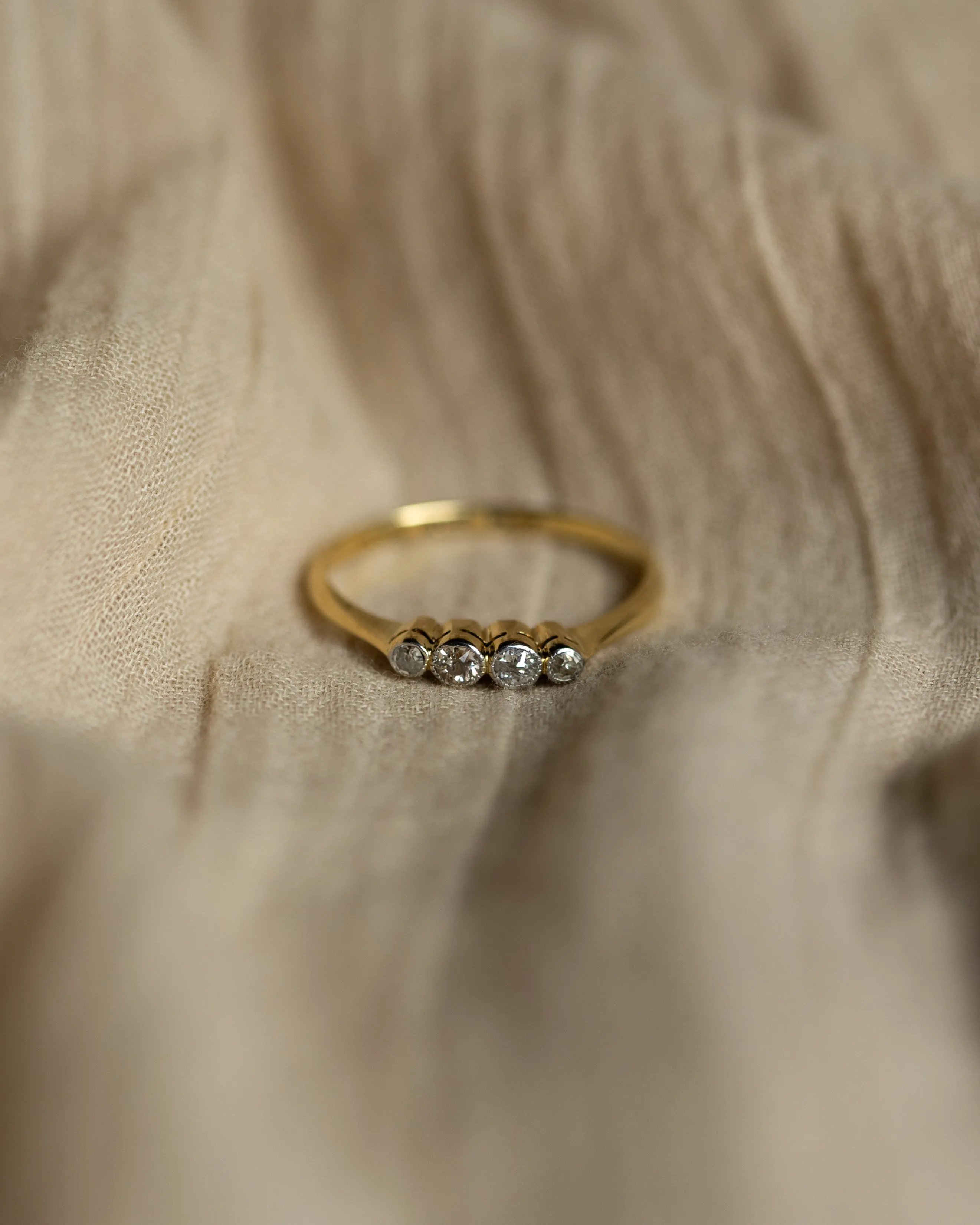 Patricia Antique 18ct Gold Diamond Four Stone Ring sold by Rock n Rose