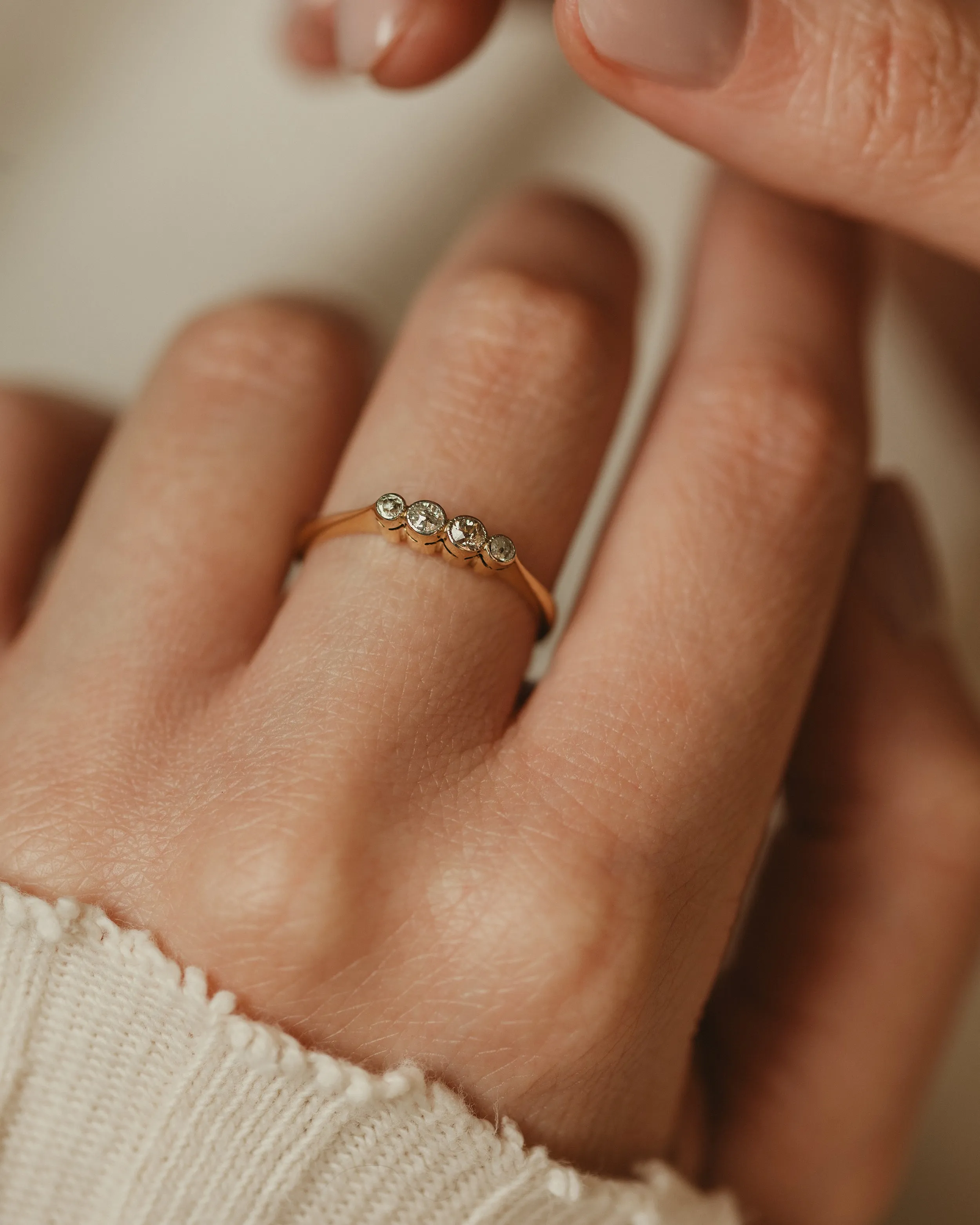 Patricia Antique 18ct Gold Diamond Four Stone Ring sold by Rock n Rose product image thumbnail 2