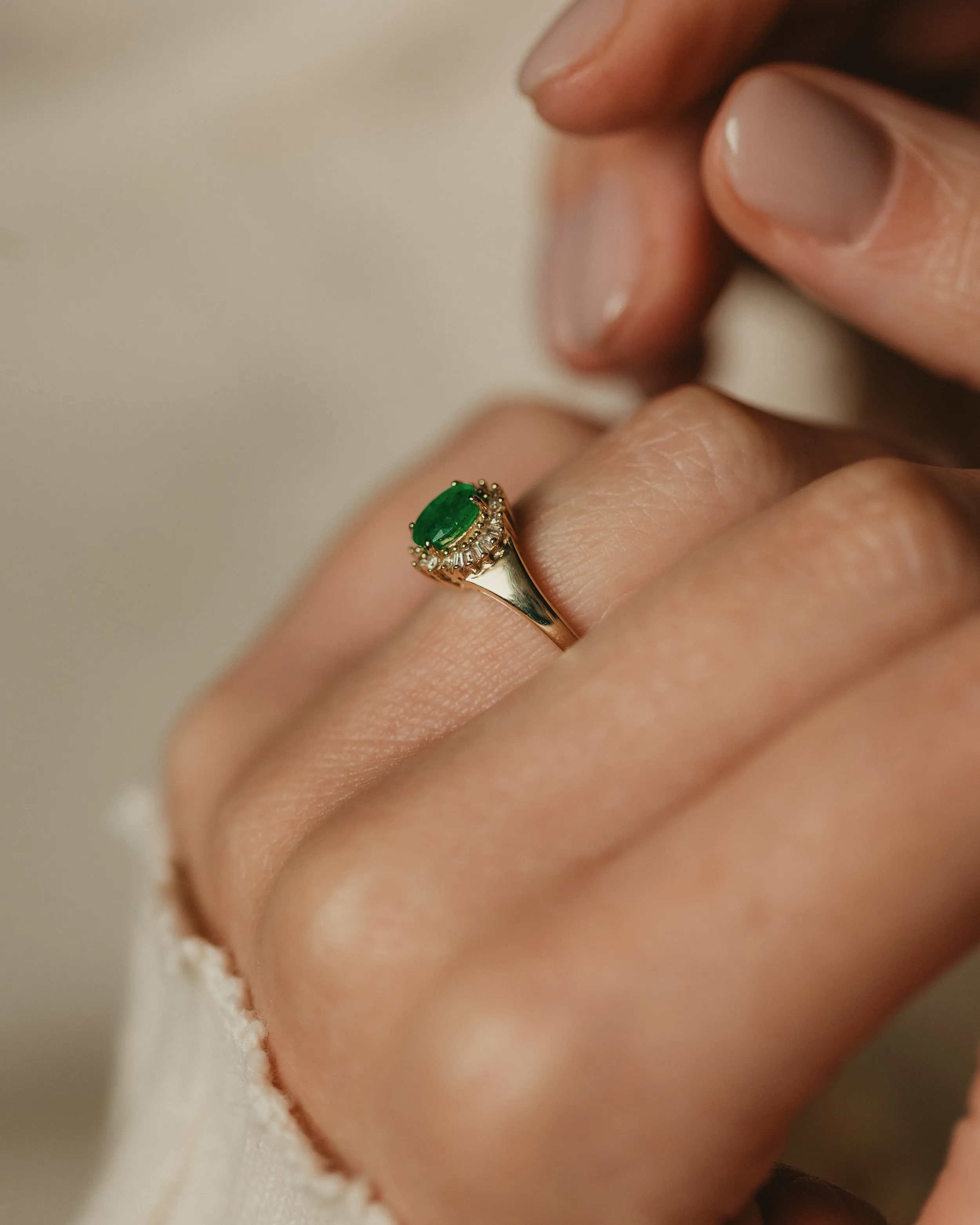 Thandi Vintage 9ct Gold Emerald & Diamond Cluster Ring sold by Rock n Rose product image thumbnail 2