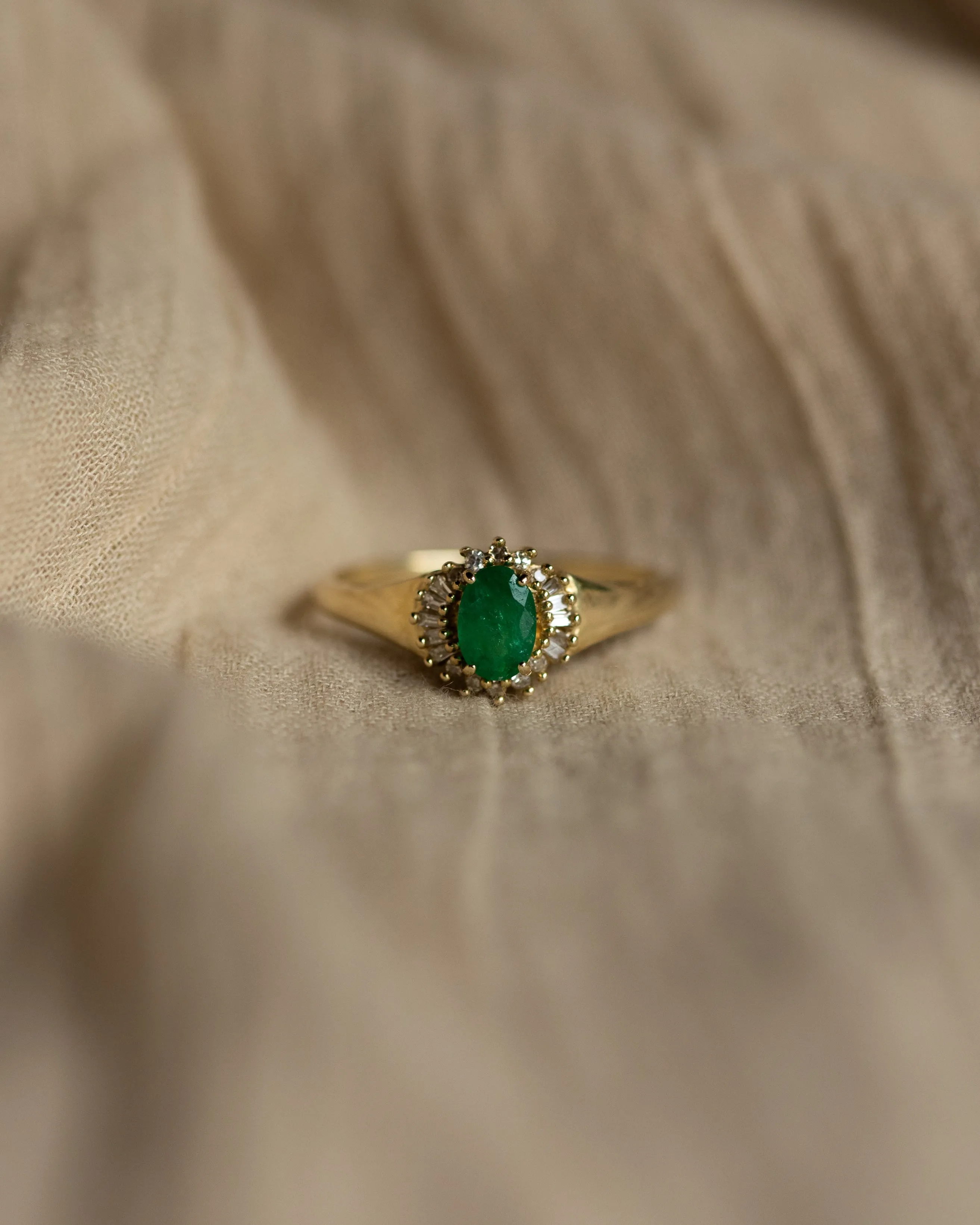 Thandi Vintage 9ct Gold Emerald & Diamond Cluster Ring sold by Rock n Rose product image thumbnail 3