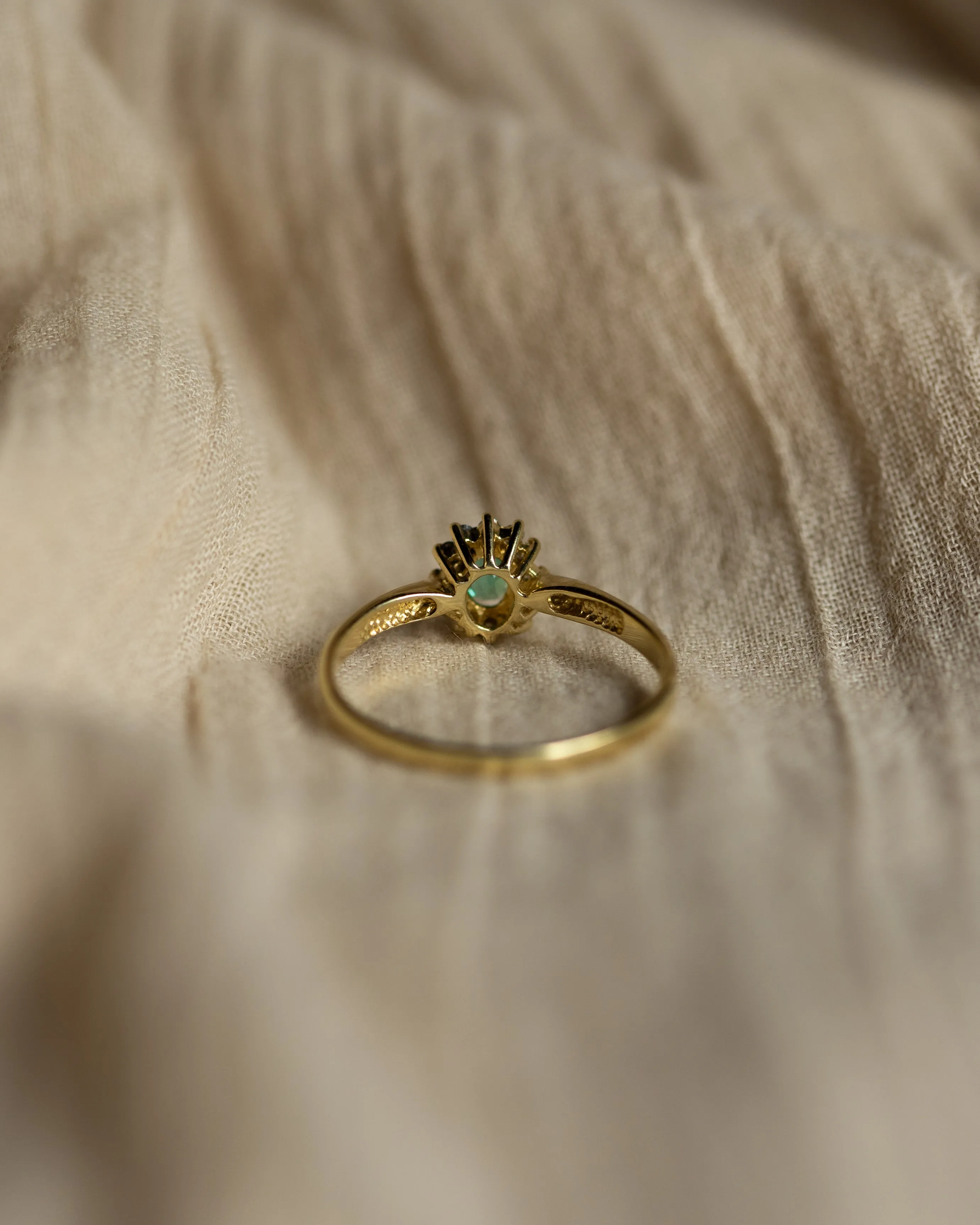 Mariam Vintage 18ct Gold Emerald & Diamond Cluster Ring sold by Rock n Rose product image thumbnail 5