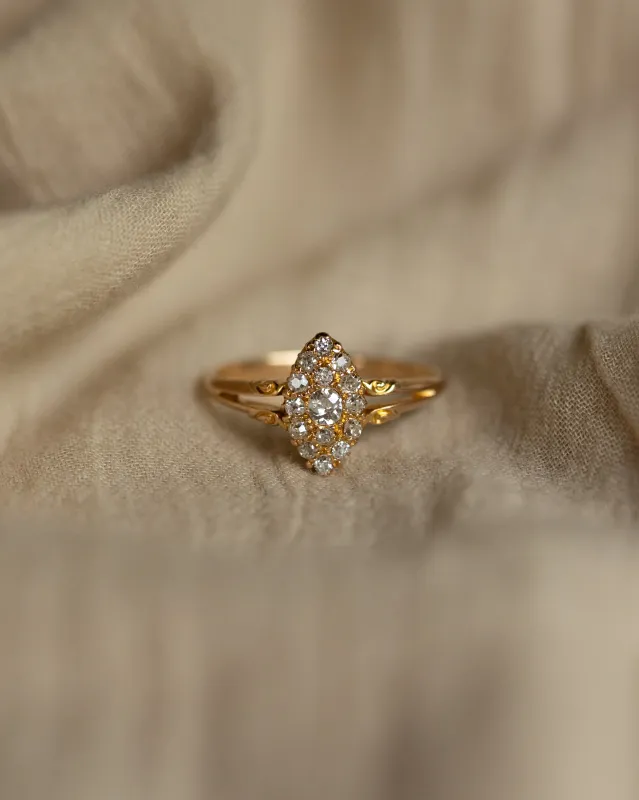 Marlena Antique 18ct Gold Diamond Marquise Ring sold by Rock n Rose