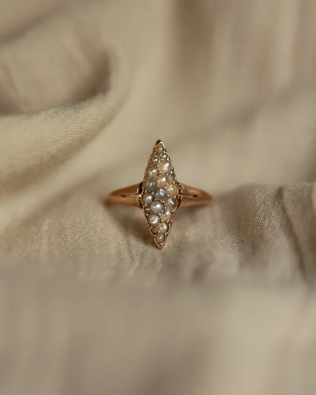Leah Antique 9ct Gold Pearl Marquise Ring sold by Rock n Rose