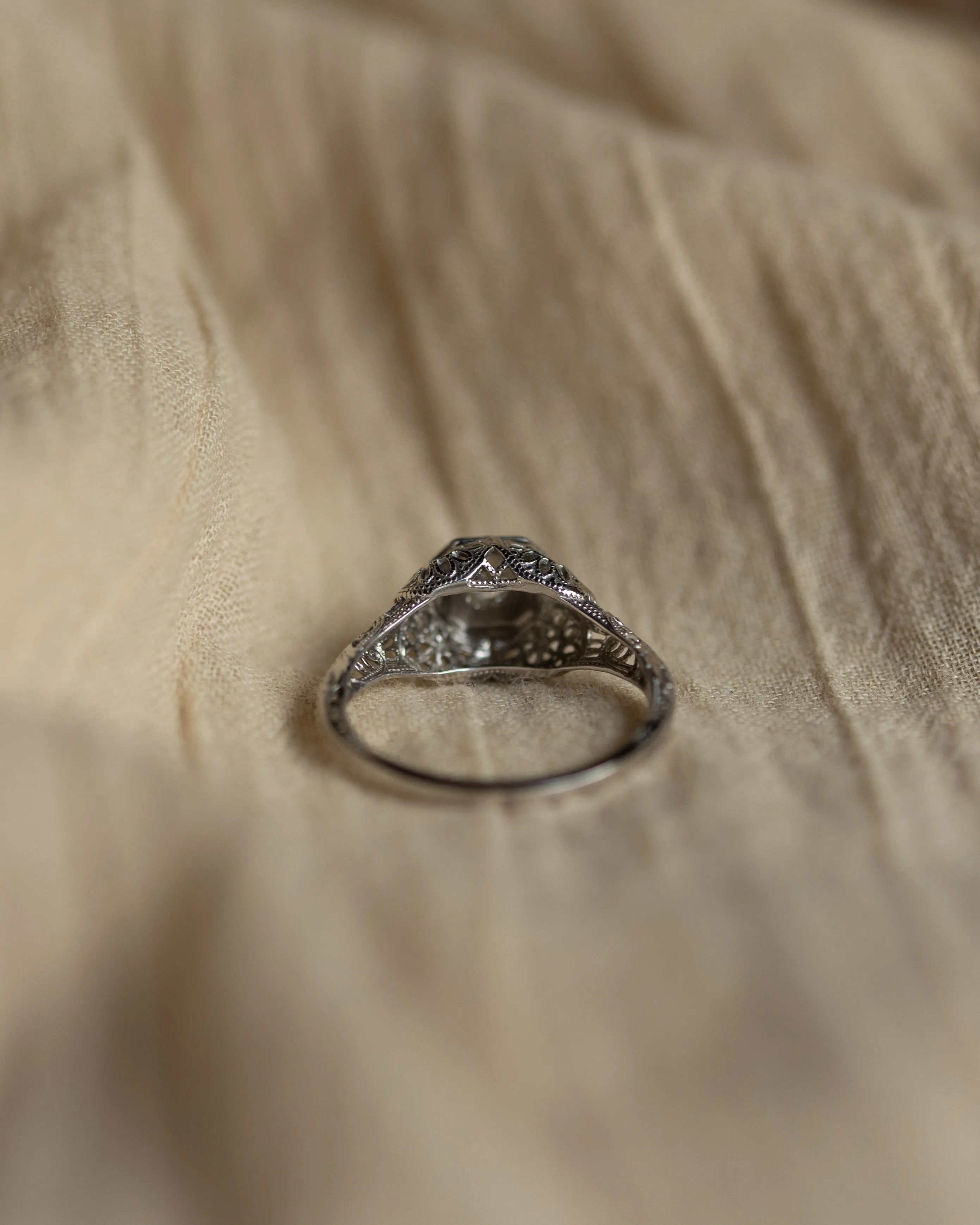 Cleo Antique Art Nouveau 18ct White Gold Solitaire Diamond Ring sold by Rock n Rose product image thumbnail 5