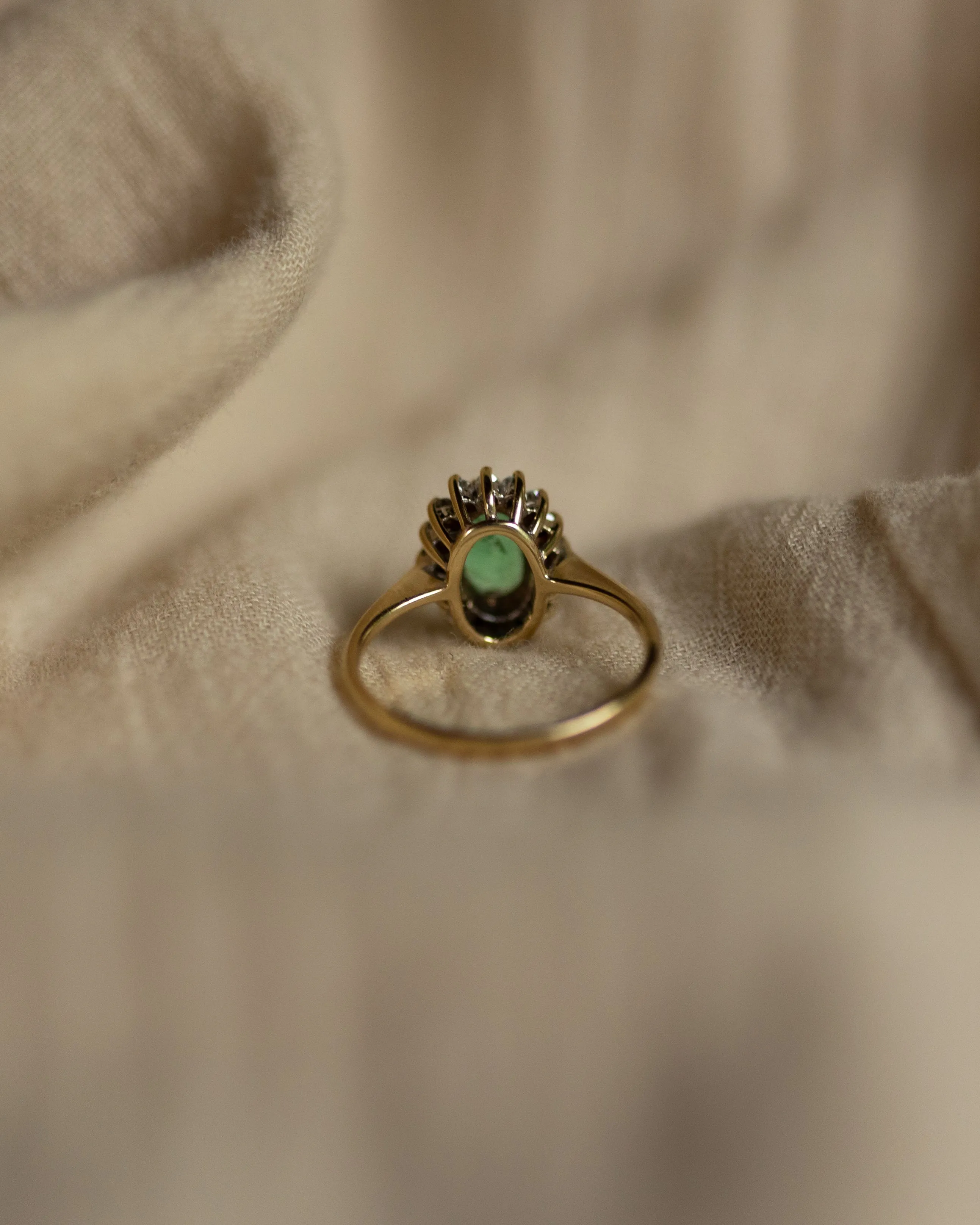 Oana 1987 Vintage 9ct Gold Emerald & Diamond Cluster Ring sold by Rock n Rose product image thumbnail 5