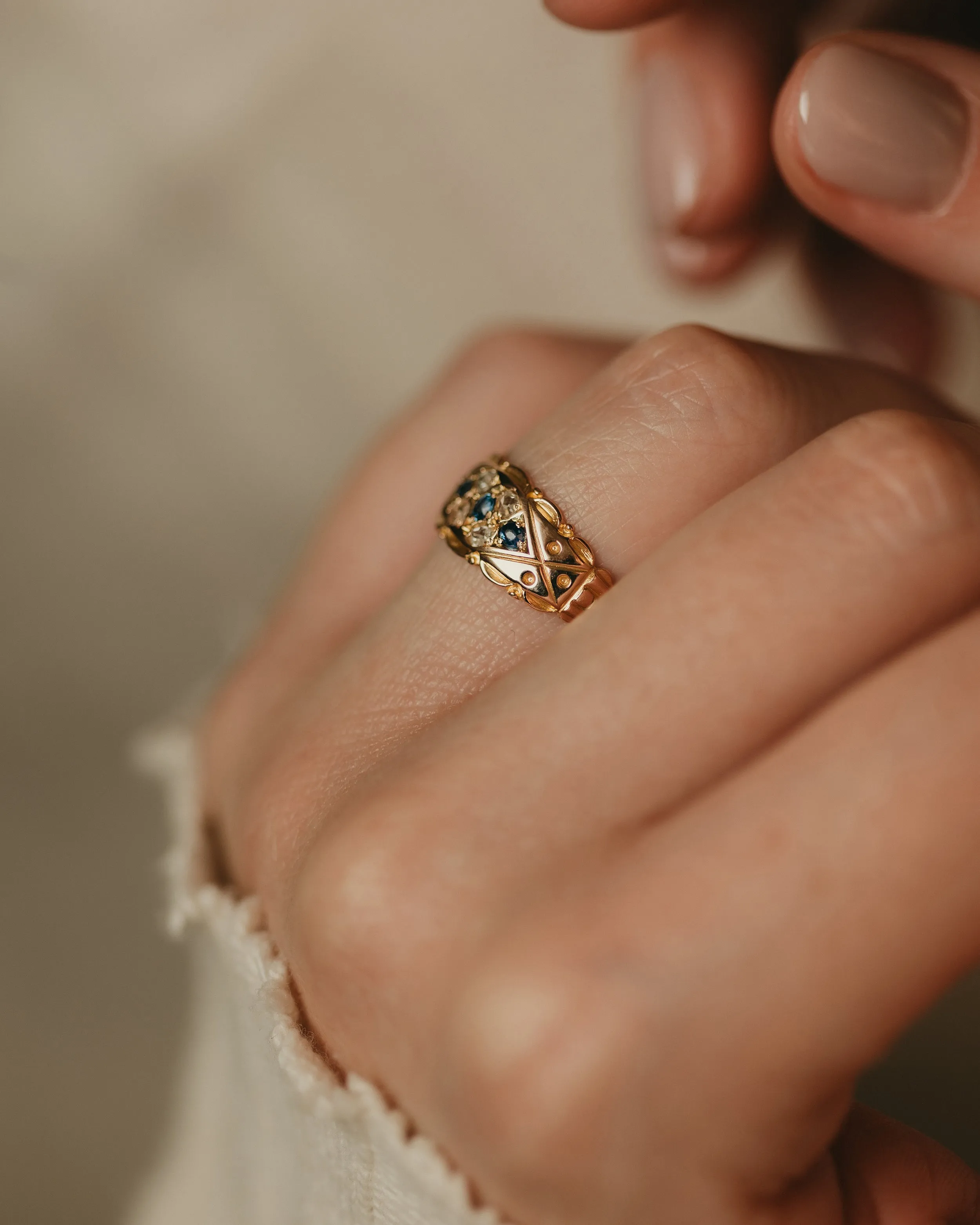 Roberta 1903 Antique 15ct Gold Sapphire & Diamond Ring sold by Rock n Rose product image thumbnail 2