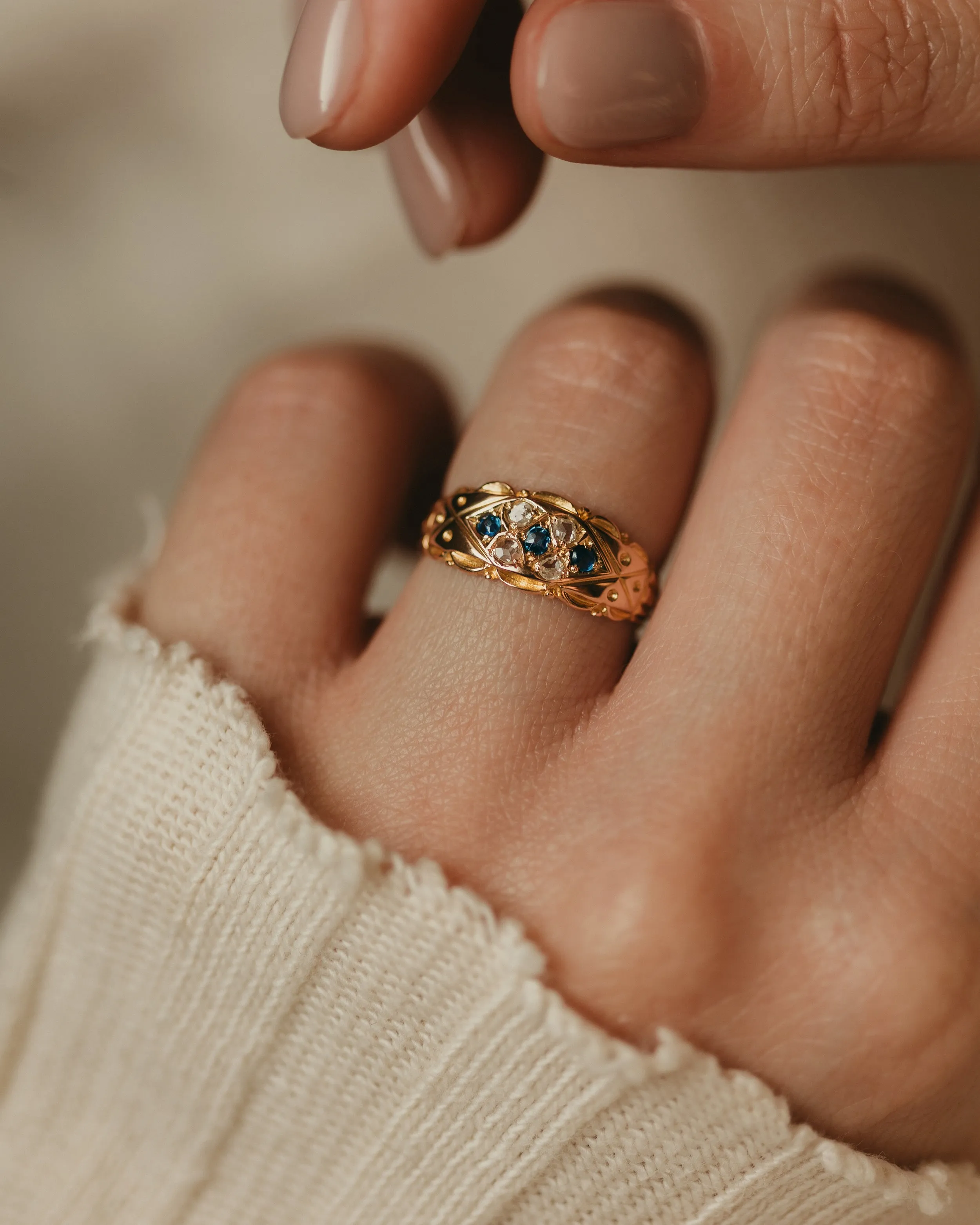 Roberta 1903 Antique 15ct Gold Sapphire & Diamond Ring sold by Rock n Rose