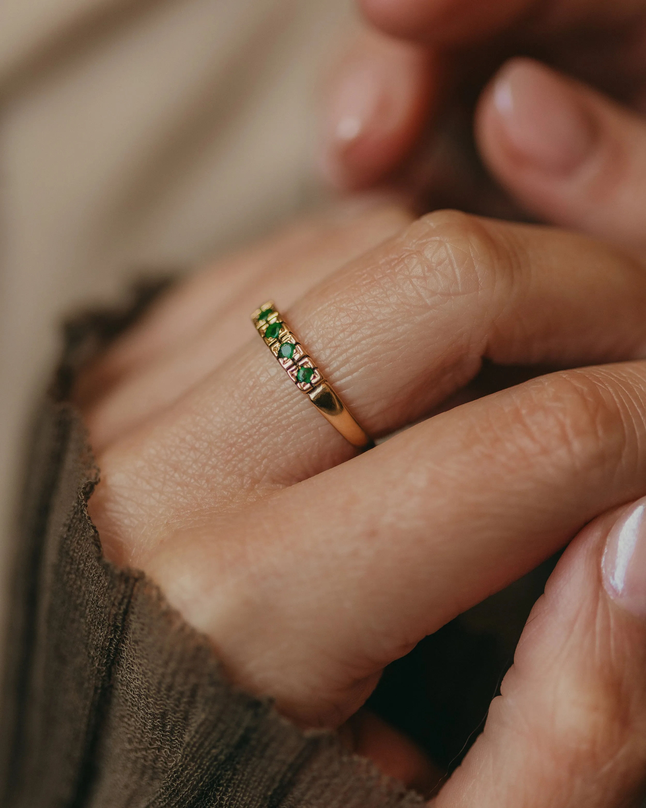 Winifred 1988 Vintage 18ct Gold Emerald Five Stone Ring sold by Rock n Rose product image thumbnail 3