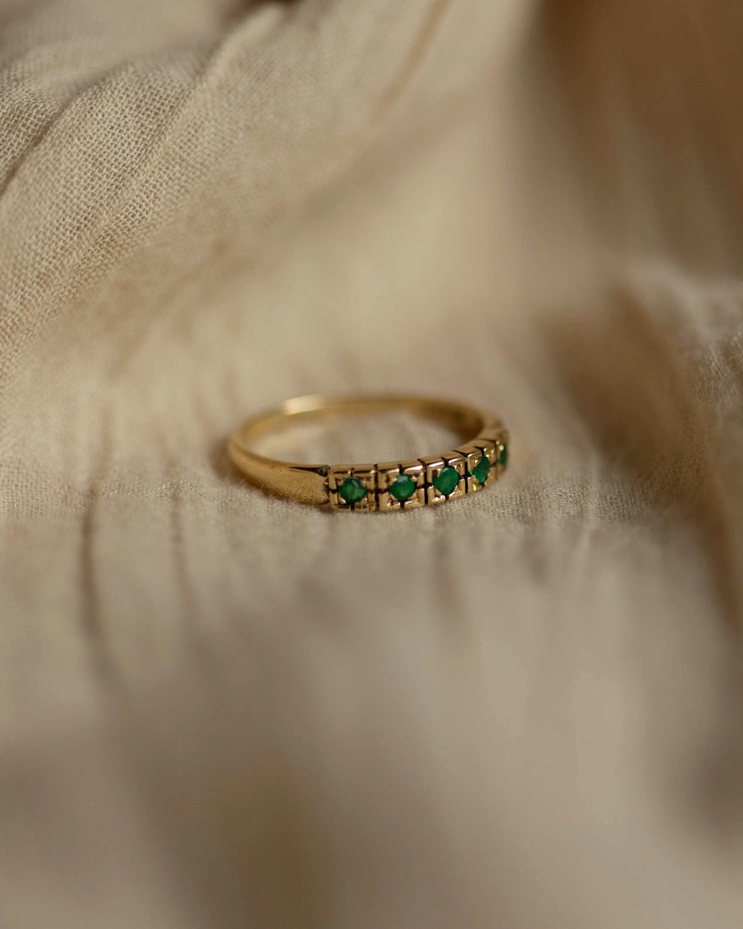 Winifred 1988 Vintage 18ct Gold Emerald Five Stone Ring sold by Rock n Rose product image thumbnail 4