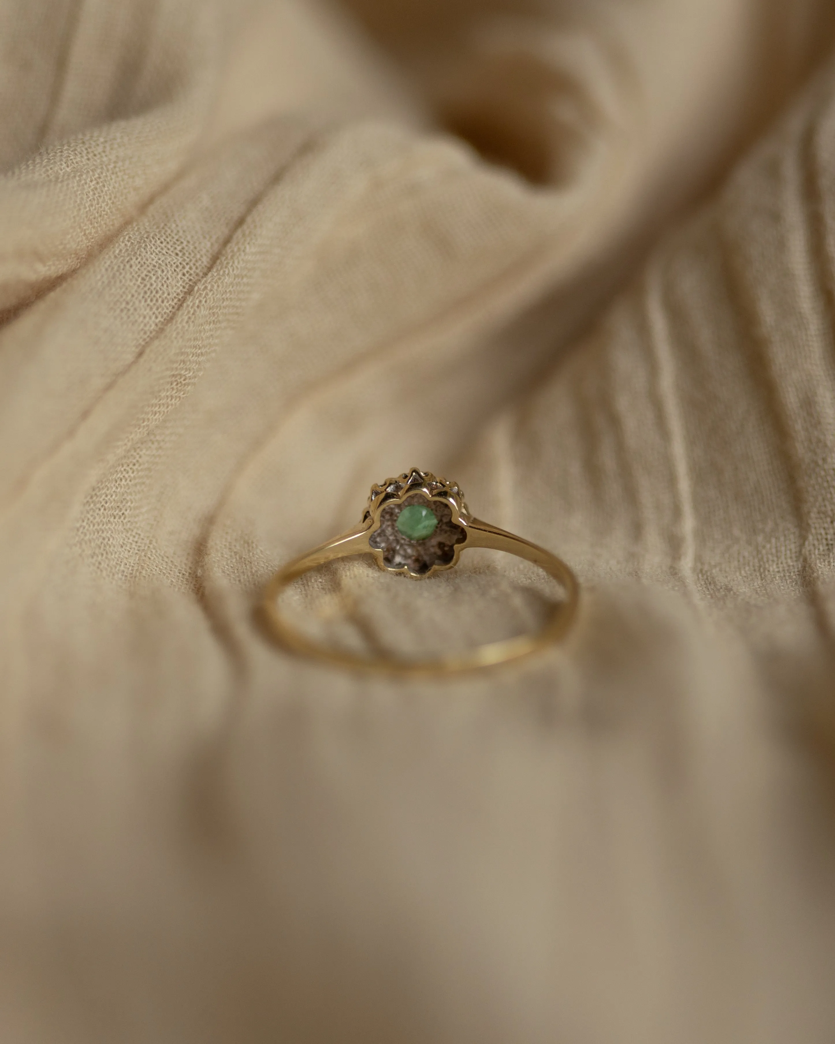 Della 1997 Vintage 9ct Gold Emerald & Diamond Cluster Ring sold by Rock n Rose product image thumbnail 5