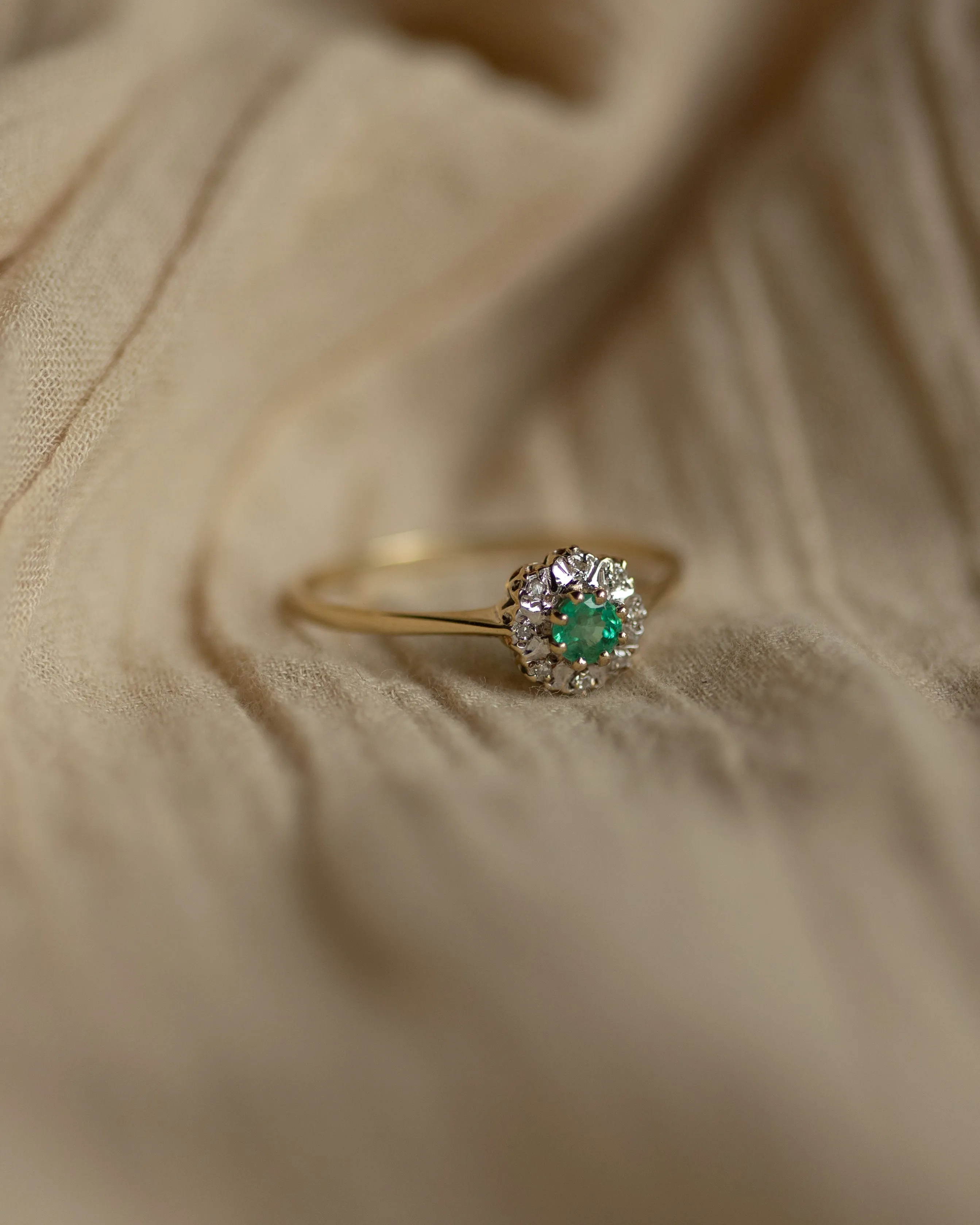 Della 1997 Vintage 9ct Gold Emerald & Diamond Cluster Ring sold by Rock n Rose product image thumbnail 4