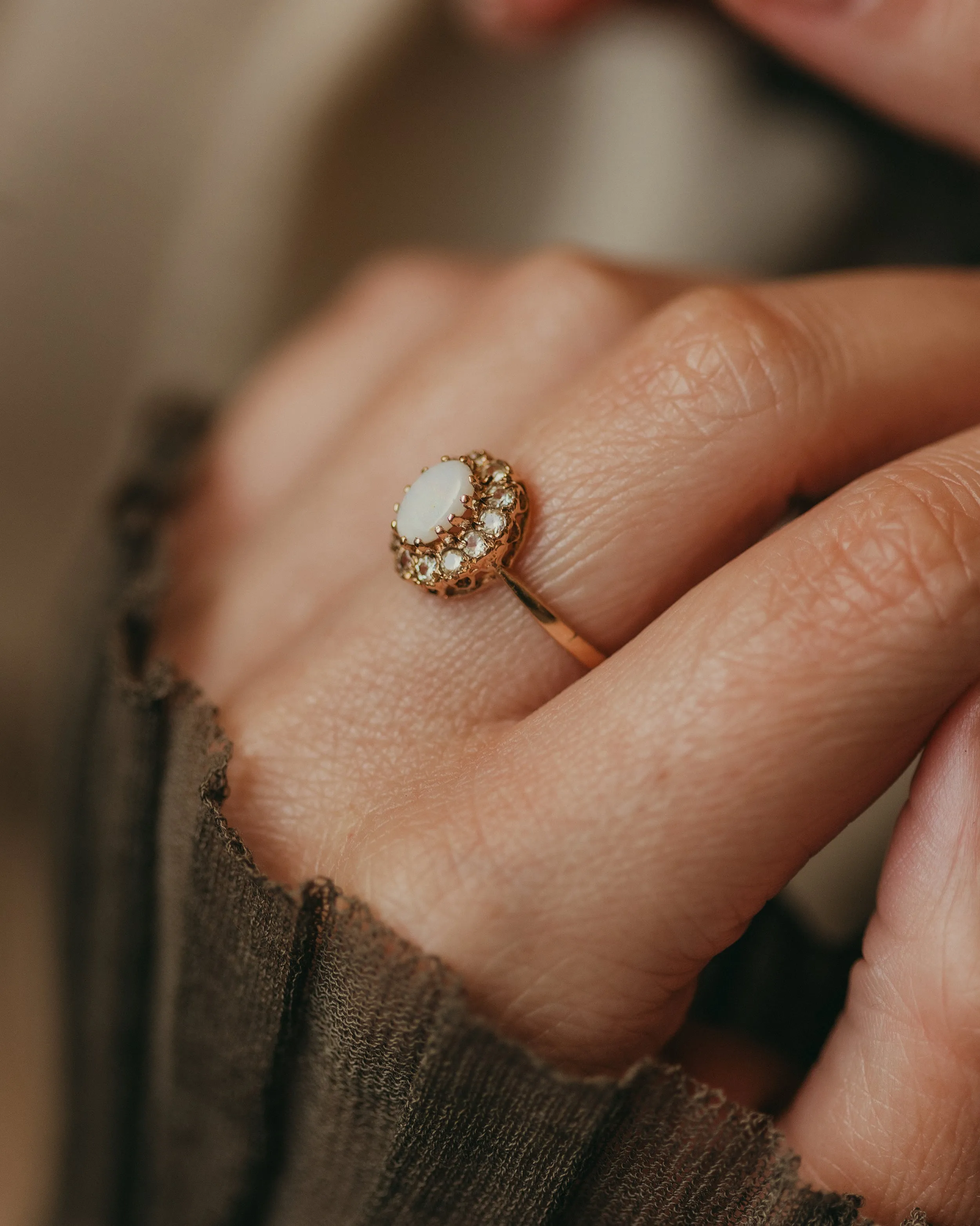 Verity 1973 Vintage 9ct Gold Opal & CZ Cluster Ring sold by Rock n Rose product image thumbnail 3