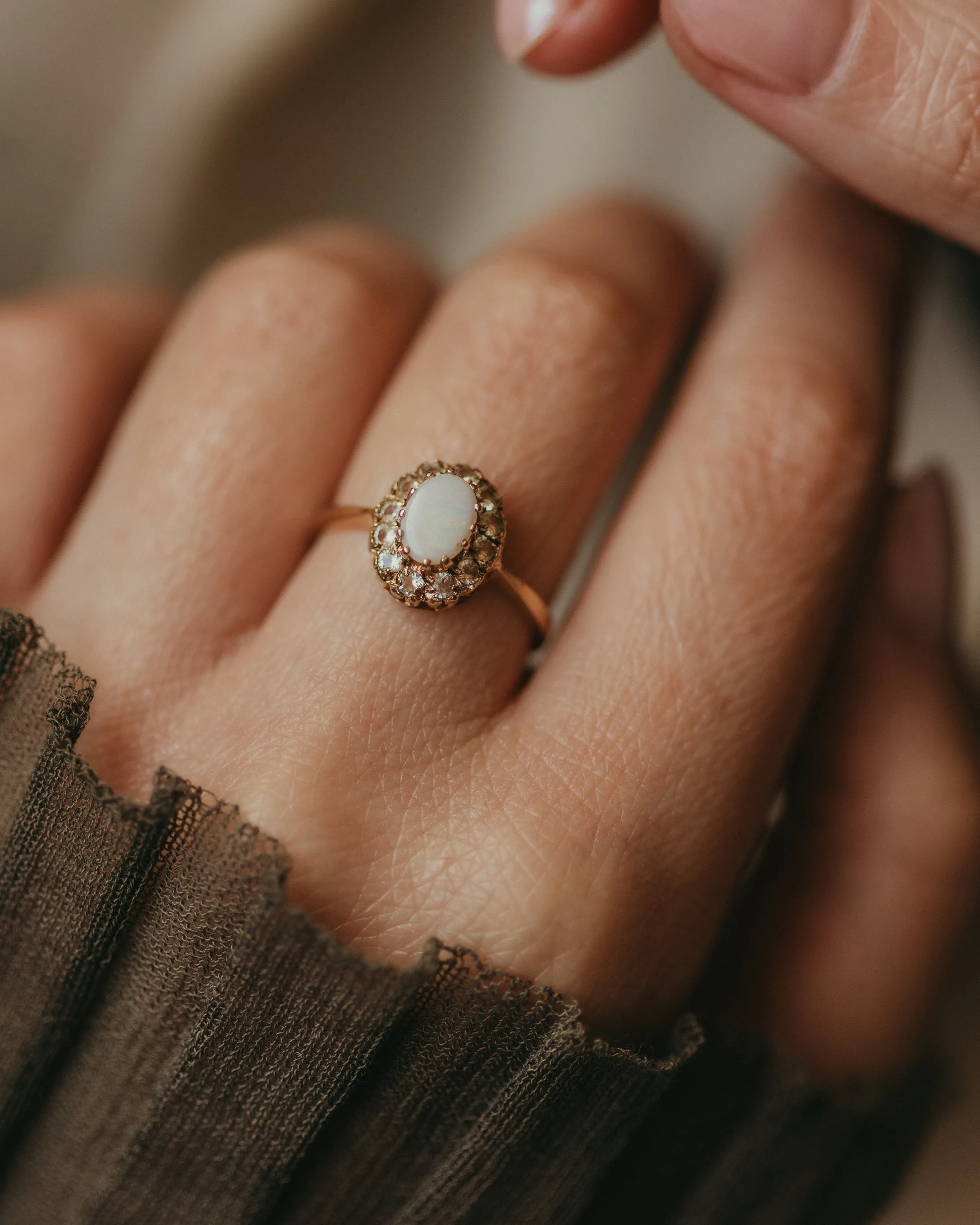Verity 1973 Vintage 9ct Gold Opal & CZ Cluster Ring sold by Rock n Rose product image thumbnail 2