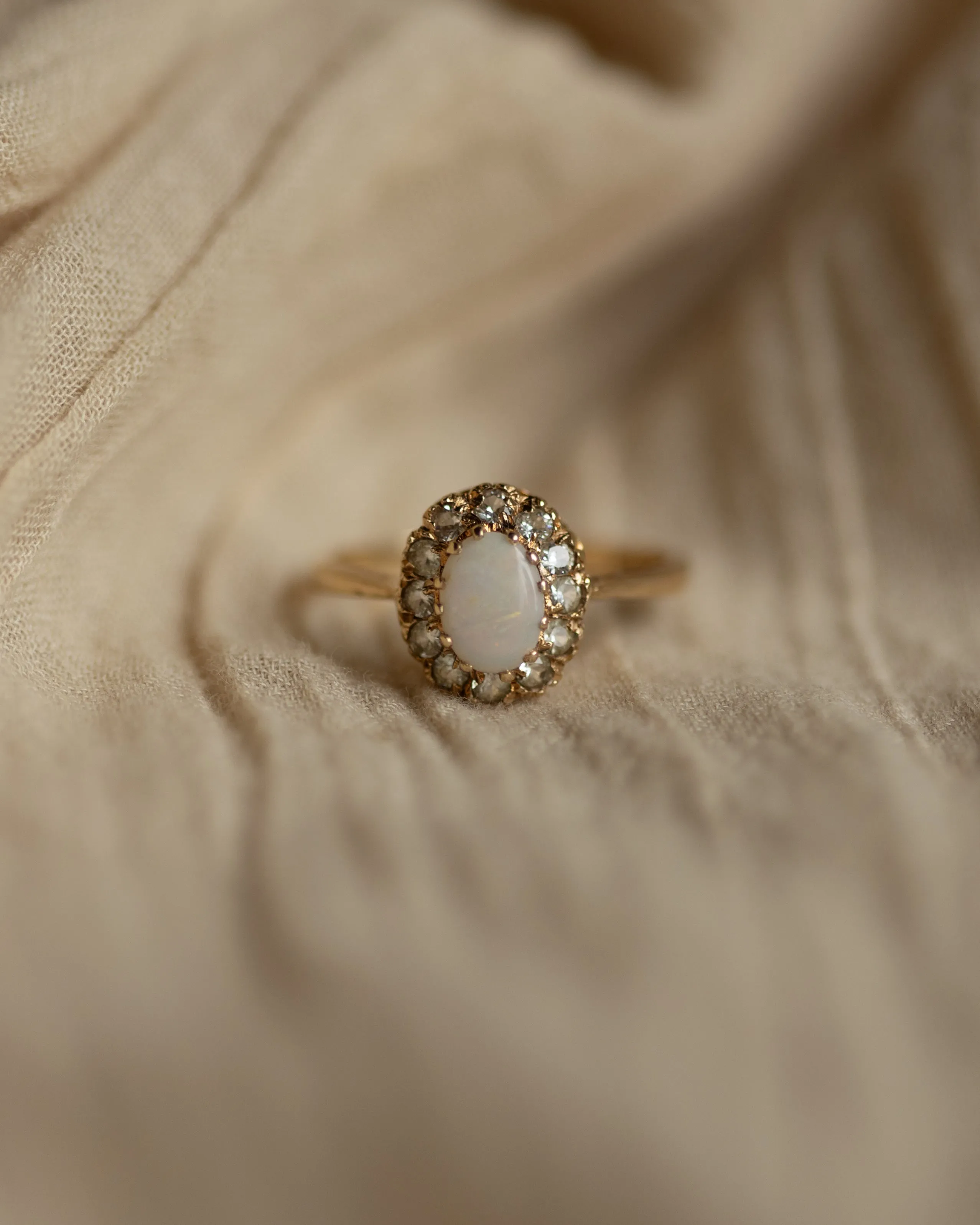 Verity 1973 Vintage 9ct Gold Opal & CZ Cluster Ring sold by Rock n Rose