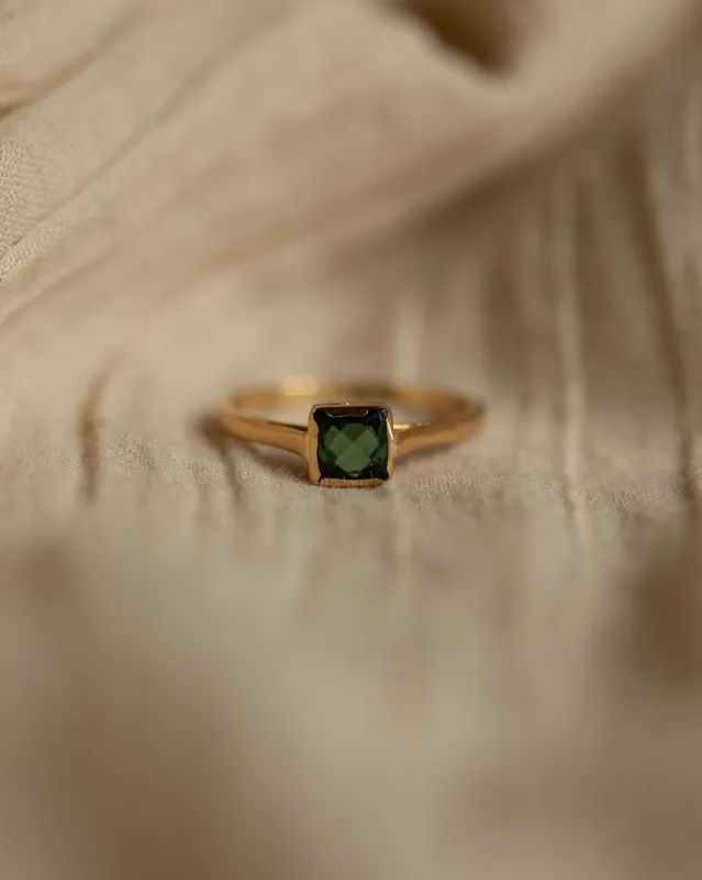 Harriet 1937 Vintage 18ct Gold Tourmaline Single Stone Ring sold by Rock n Rose