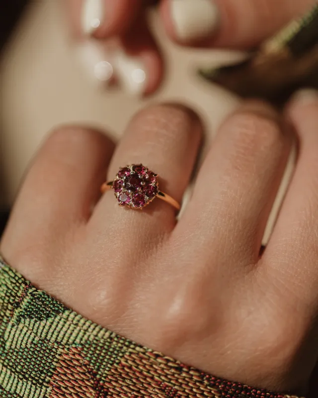 Beth Antique 9ct Gold Almandine Garnet Cluster Ring sold by Rock n Rose