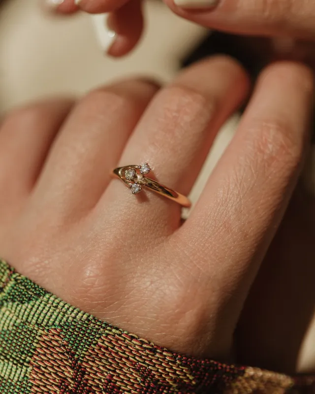 Penny 1987 Vintage 9ct Gold Diamond Trilogy Ring sold by Rock n Rose