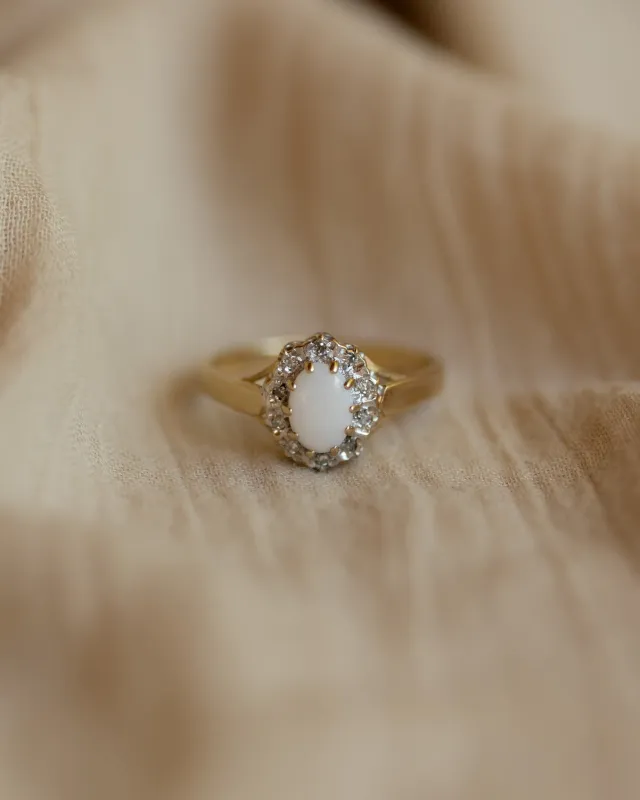 Helena Vintage 9ct Gold Opal & Diamond Cluster Ring sold by Rock n Rose