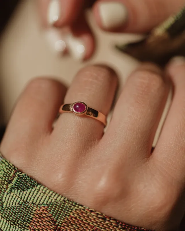 Barbara Vintage 9ct Gold Ruby Single Stone Ring sold by Rock n Rose
