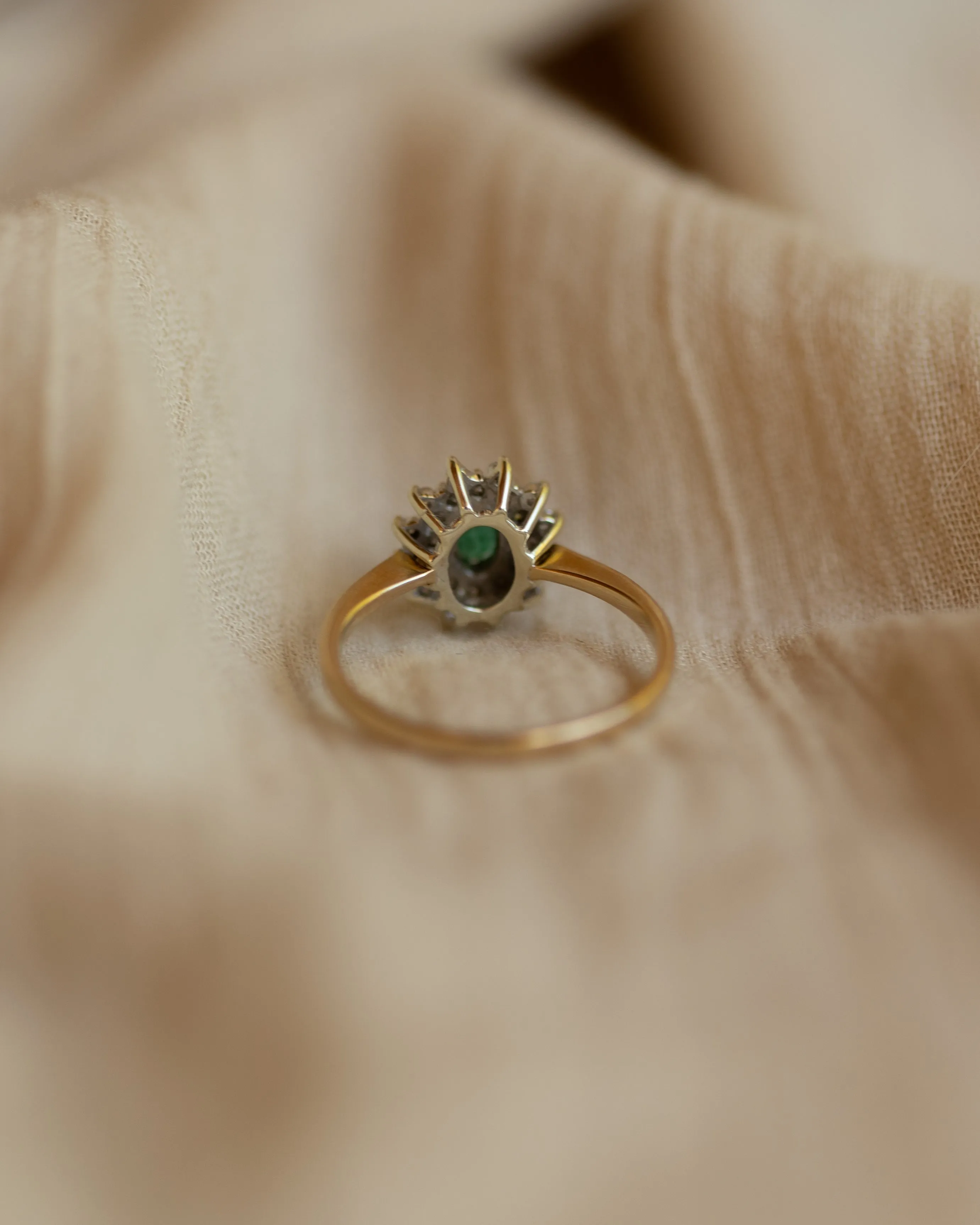 Nettie 1984 Vintage 9ct Gold Emerald & Diamond Cluster Ring sold by Rock n Rose product image thumbnail 5