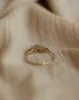 Selma Vintage 9ct Gold Blue Topaz & Diamond Trilogy Ring sold by Rock n Rose