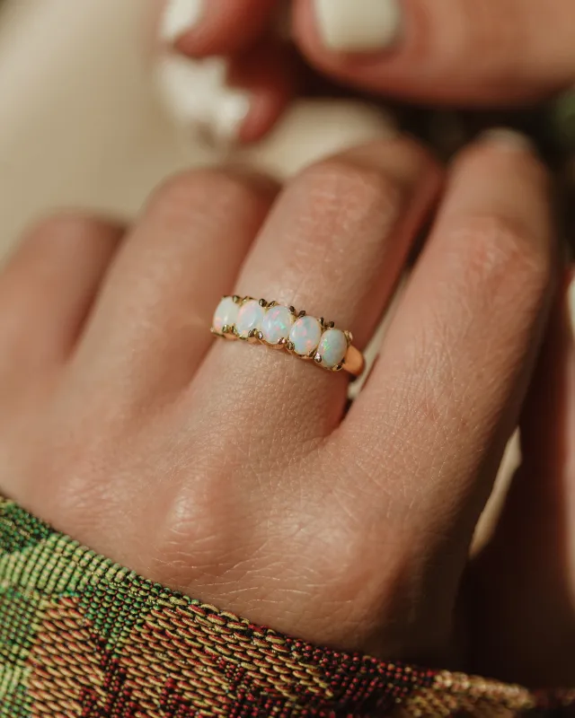 Florinda 1989 Vintage 9ct Gold Opal Five Stone Ring sold by Rock n Rose