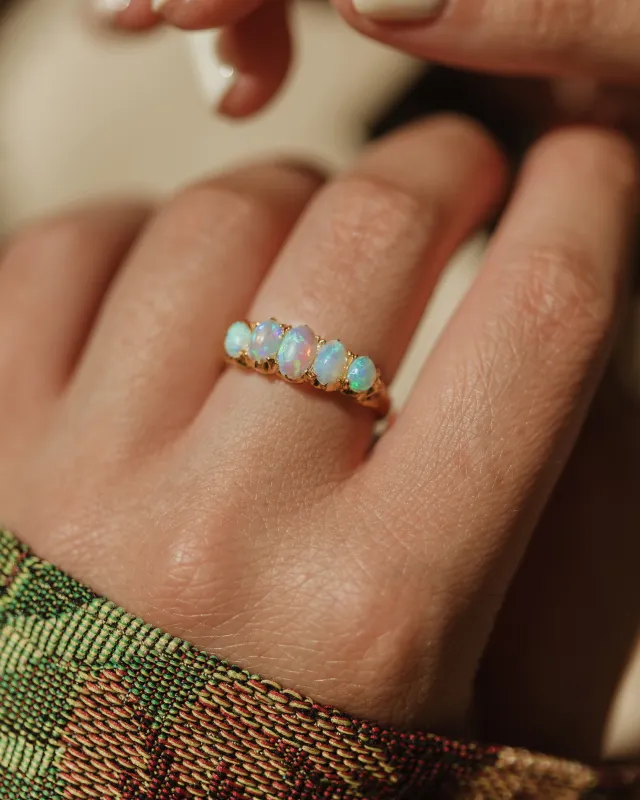 Jemima Antique 15ct Gold Opal Five Stone Ring sold by Rock n Rose
