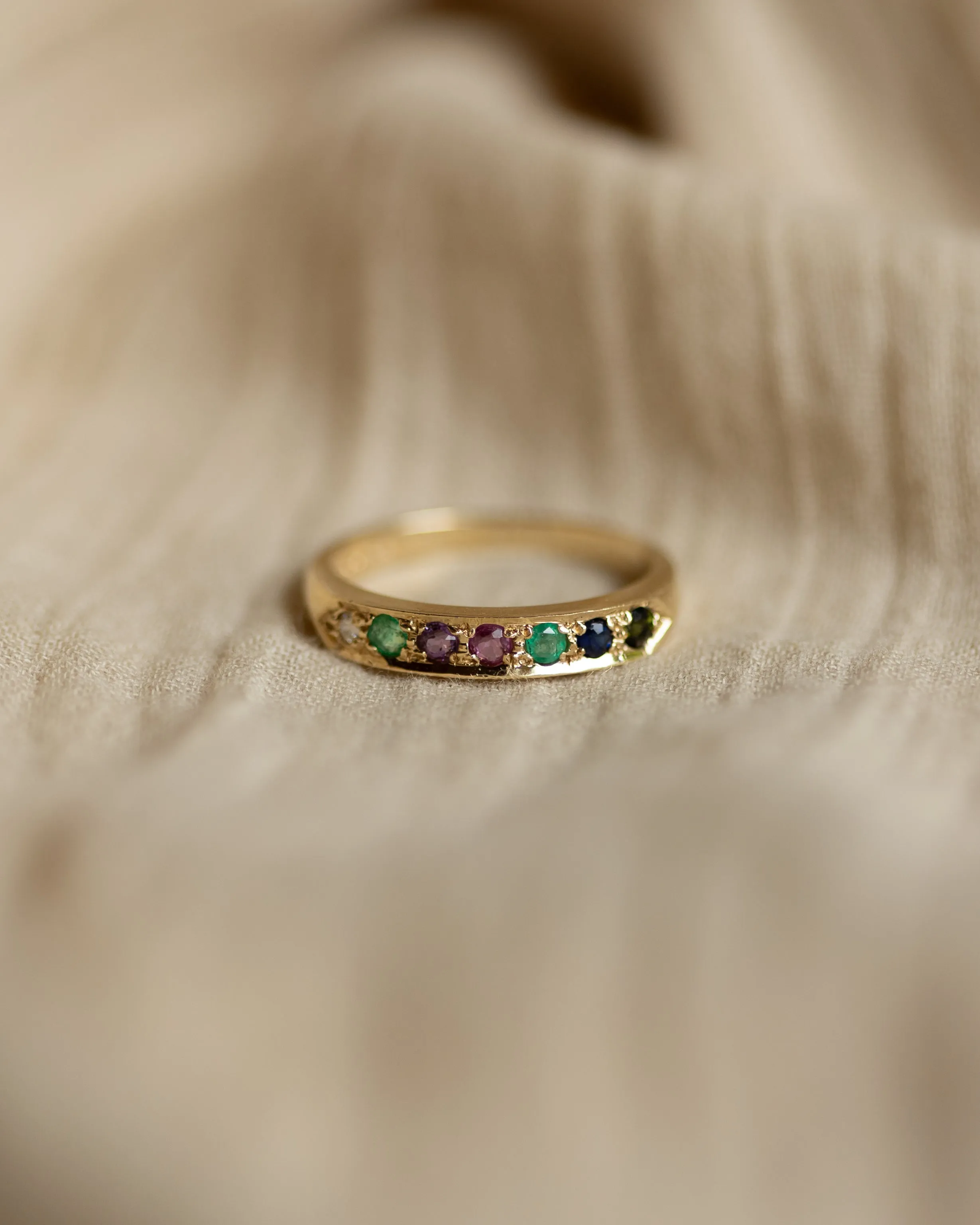 Joan 1990 Vintage 9ct Gold Dearest Acrostic Half Eternity Ring sold by Rock n Rose product image thumbnail 3