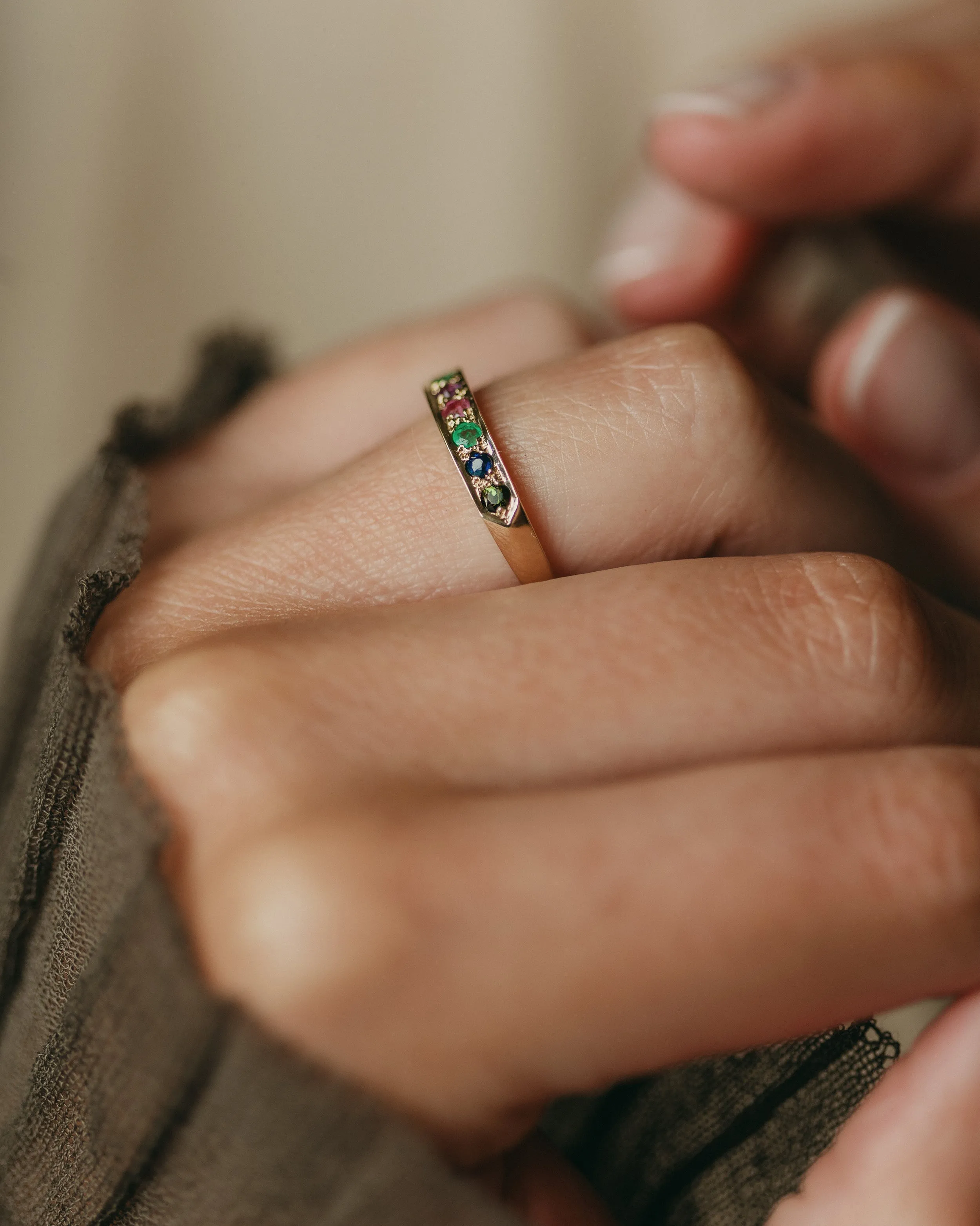 Joan 1990 Vintage 9ct Gold Dearest Acrostic Half Eternity Ring sold by Rock n Rose product image thumbnail 2