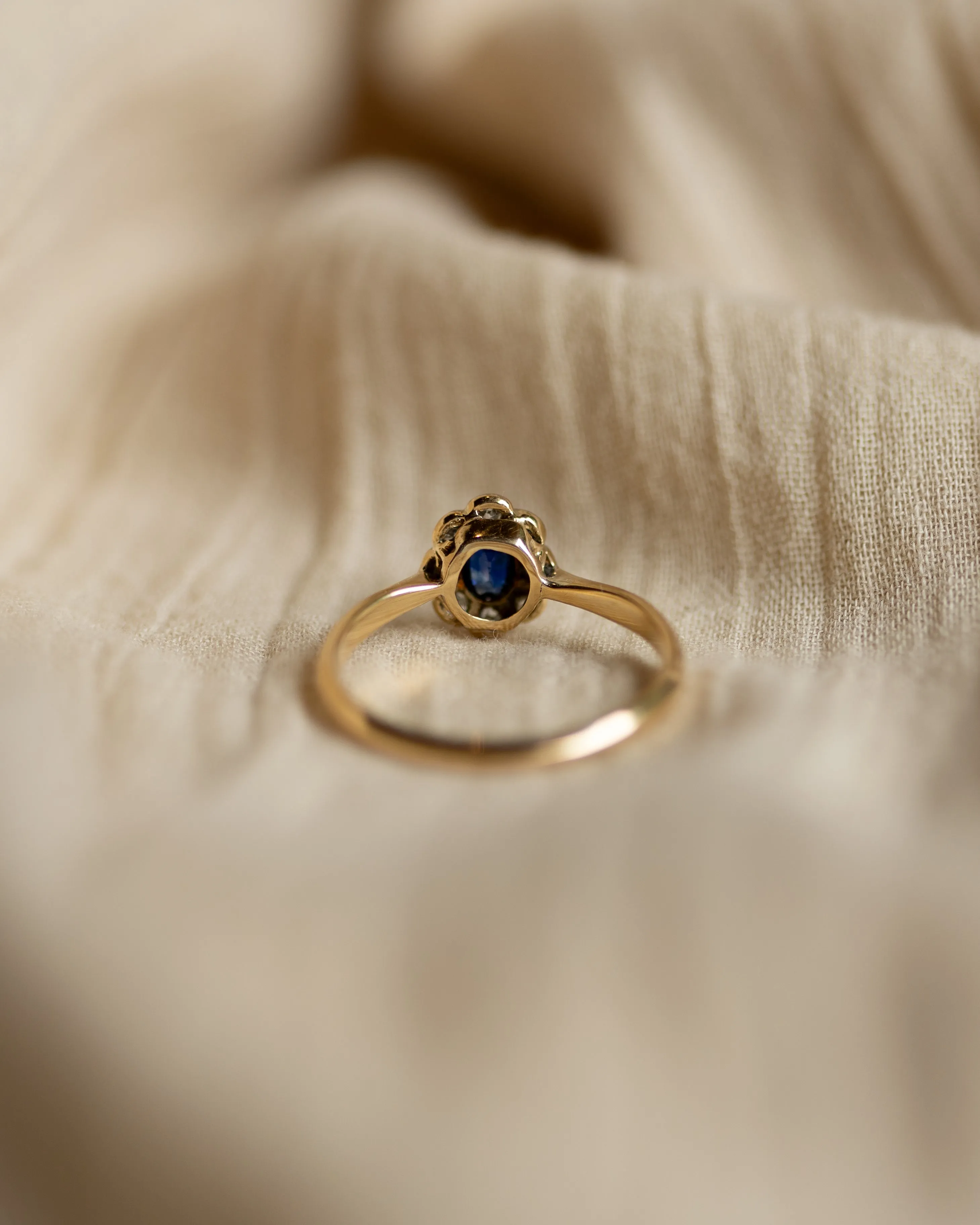 Geraldine Antique 14ct Gold Sapphire & Diamond Cluster Ring sold by Rock n Rose product image thumbnail 5