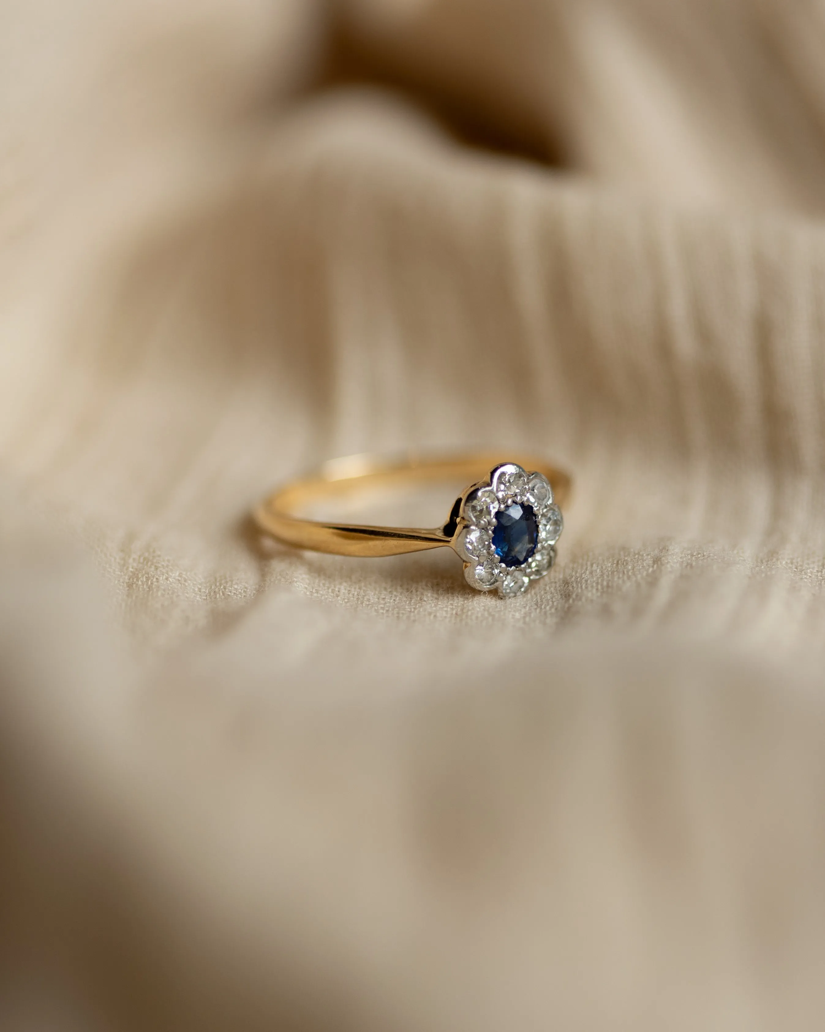 Geraldine Antique 14ct Gold Sapphire & Diamond Cluster Ring sold by Rock n Rose product image thumbnail 4