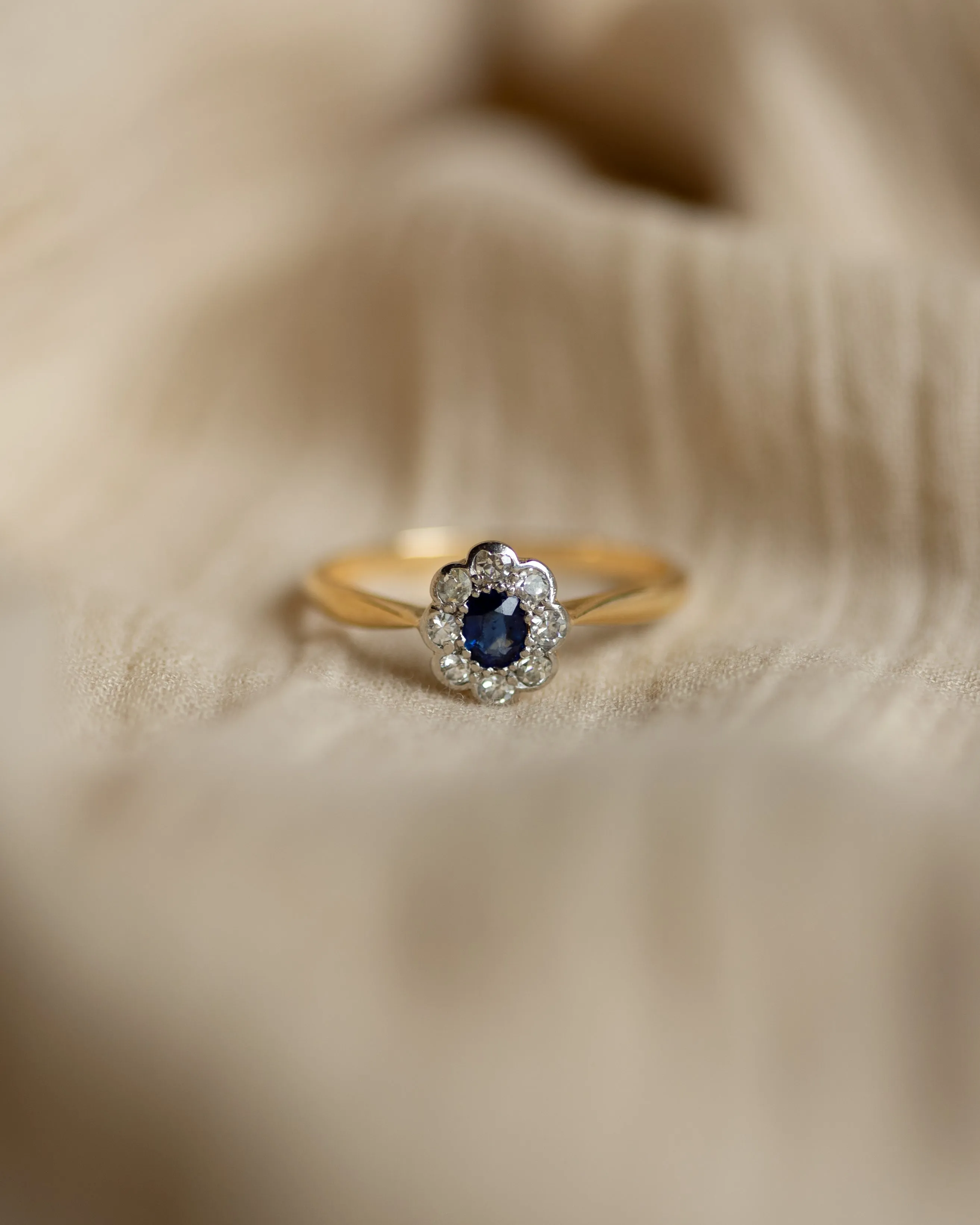 Geraldine Antique 14ct Gold Sapphire & Diamond Cluster Ring sold by Rock n Rose product image thumbnail 3