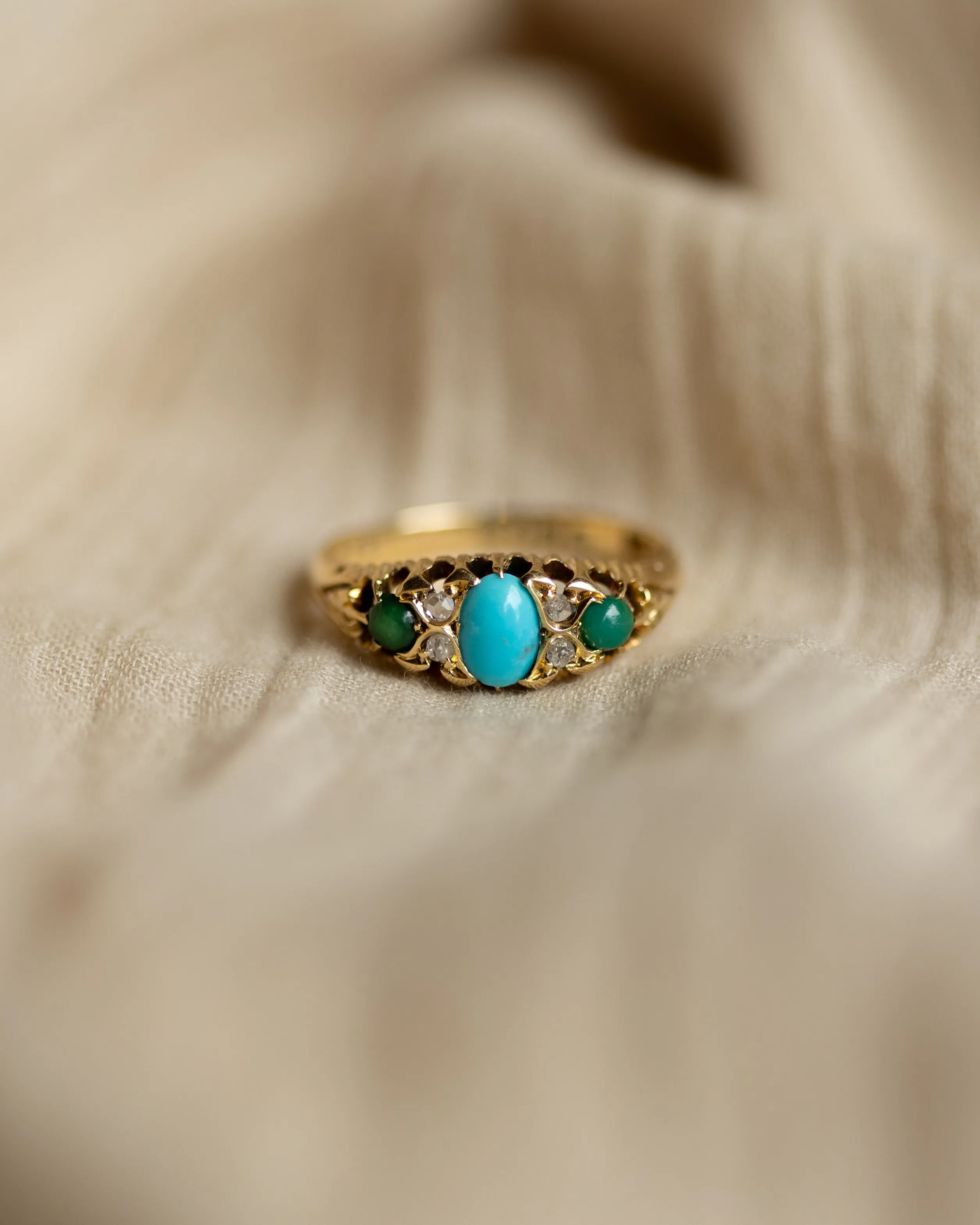 Helene 1902 Antique 18ct Gold Turquoise & Diamond Ring sold by Rock n Rose product image thumbnail 3