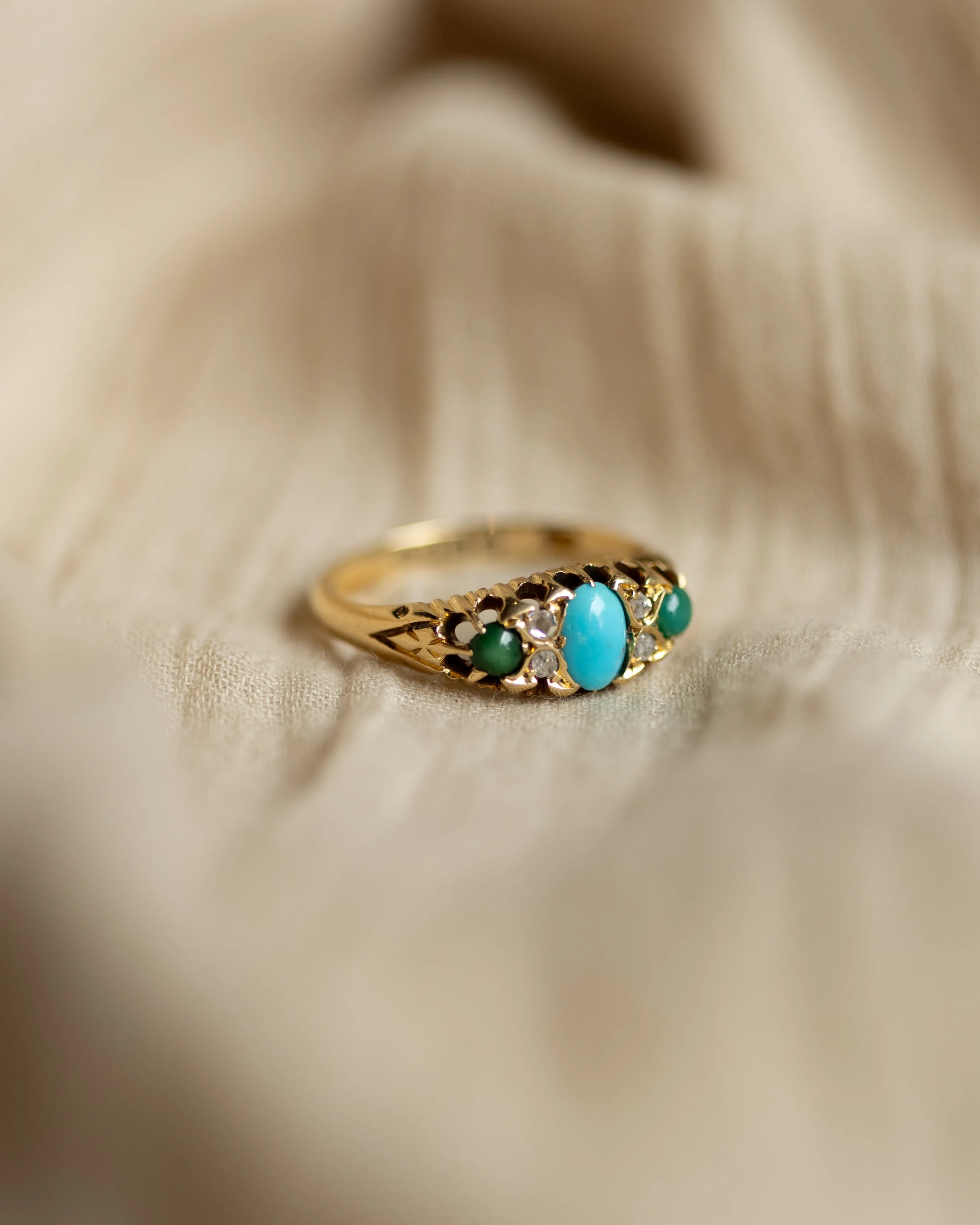 Helene 1902 Antique 18ct Gold Turquoise & Diamond Ring sold by Rock n Rose product image thumbnail 4
